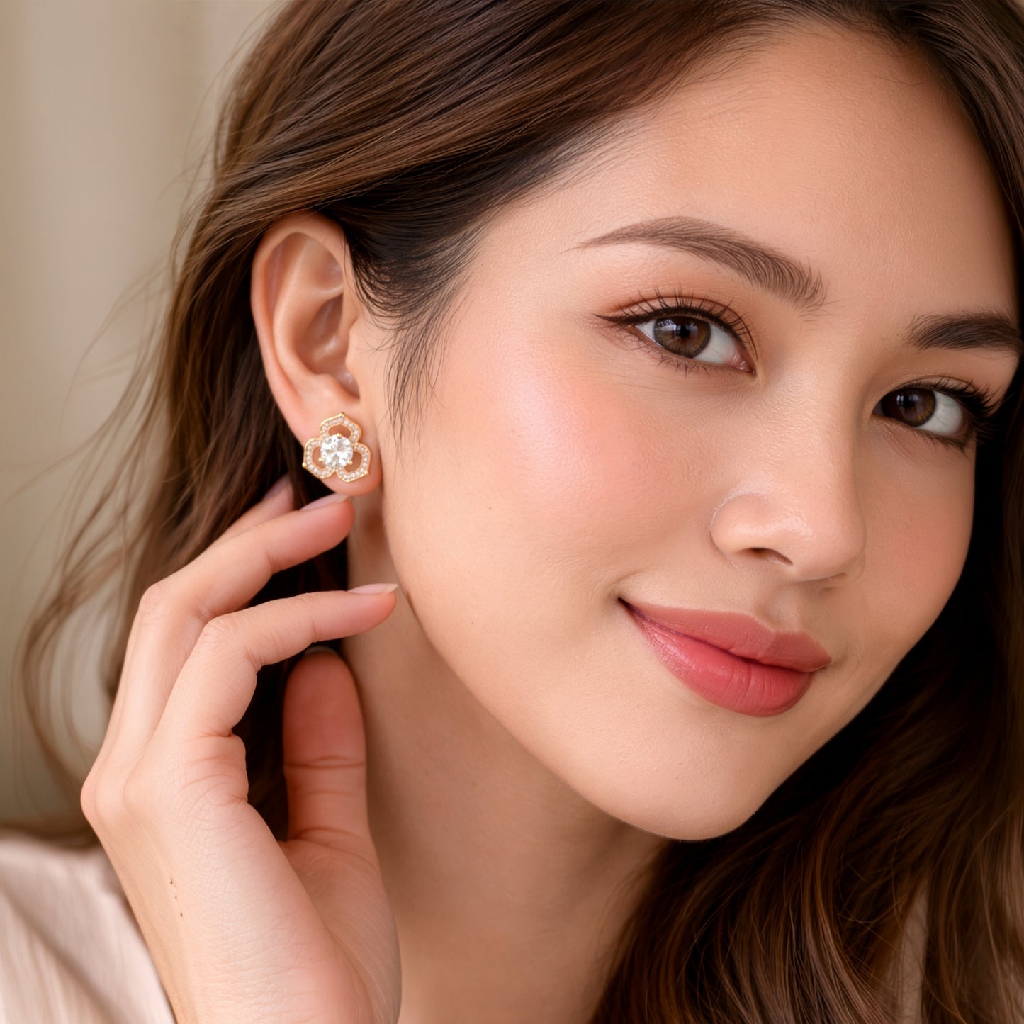 Yellow Chimes petal shape zircon earrings - stylish gift for women