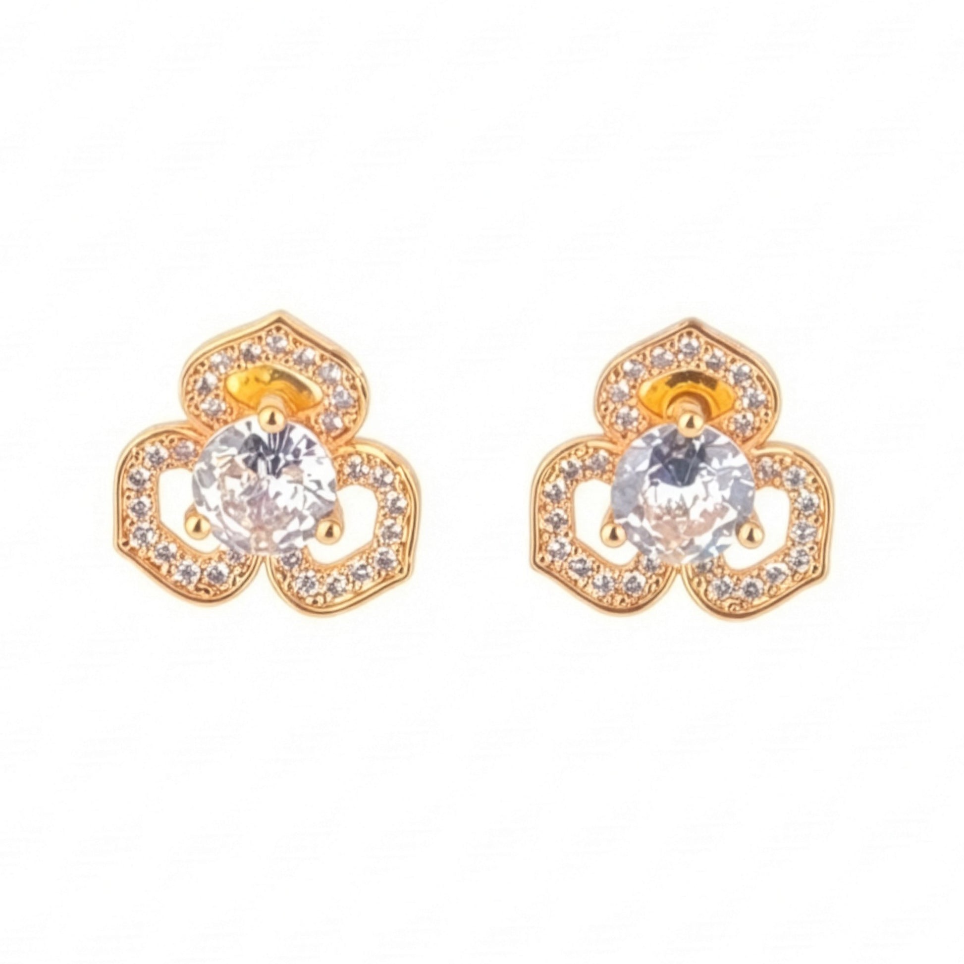Yellow Chimes petal shape zircon earrings - versatile everyday wear