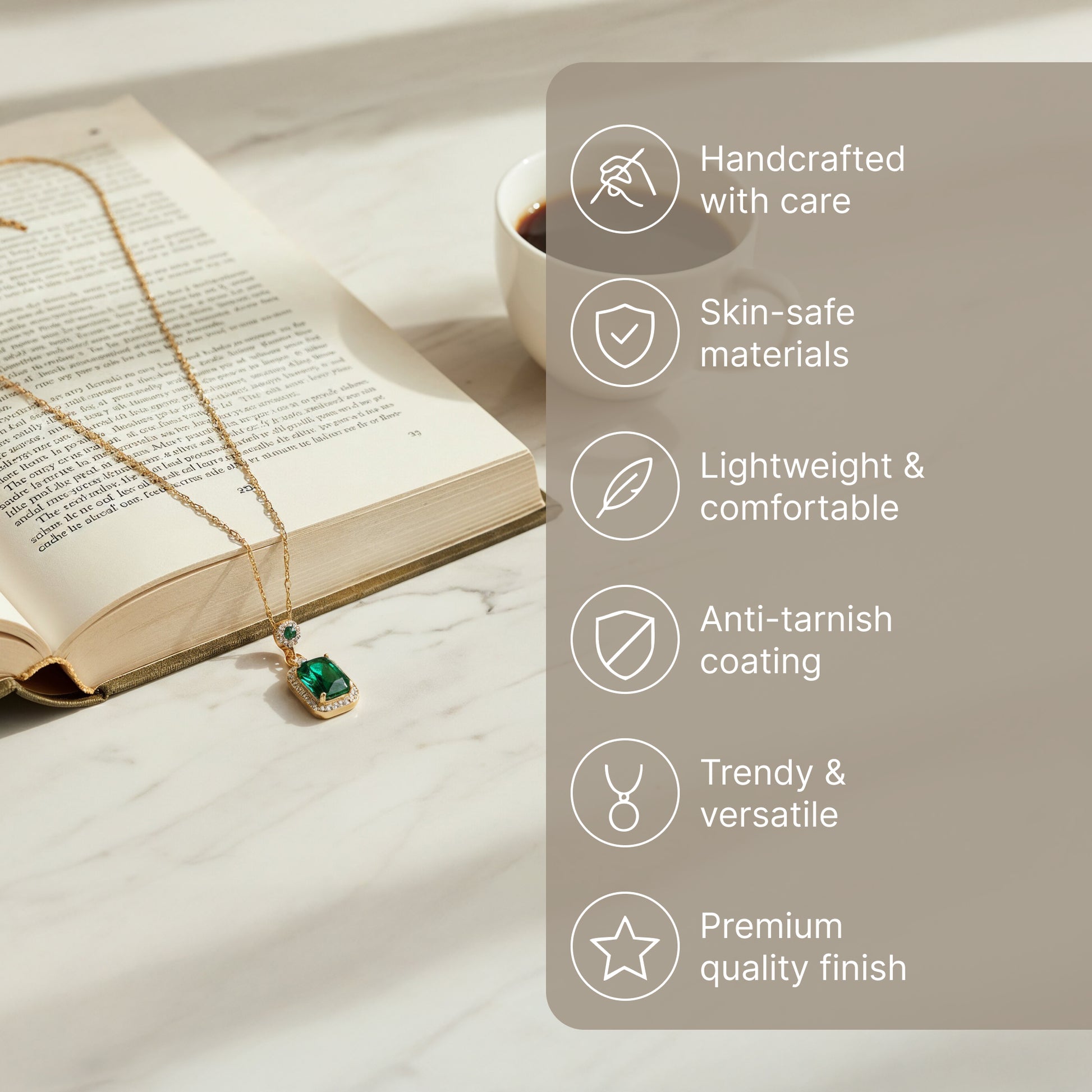 Yellow Chimes gold plated pendant set - elegant office wear
