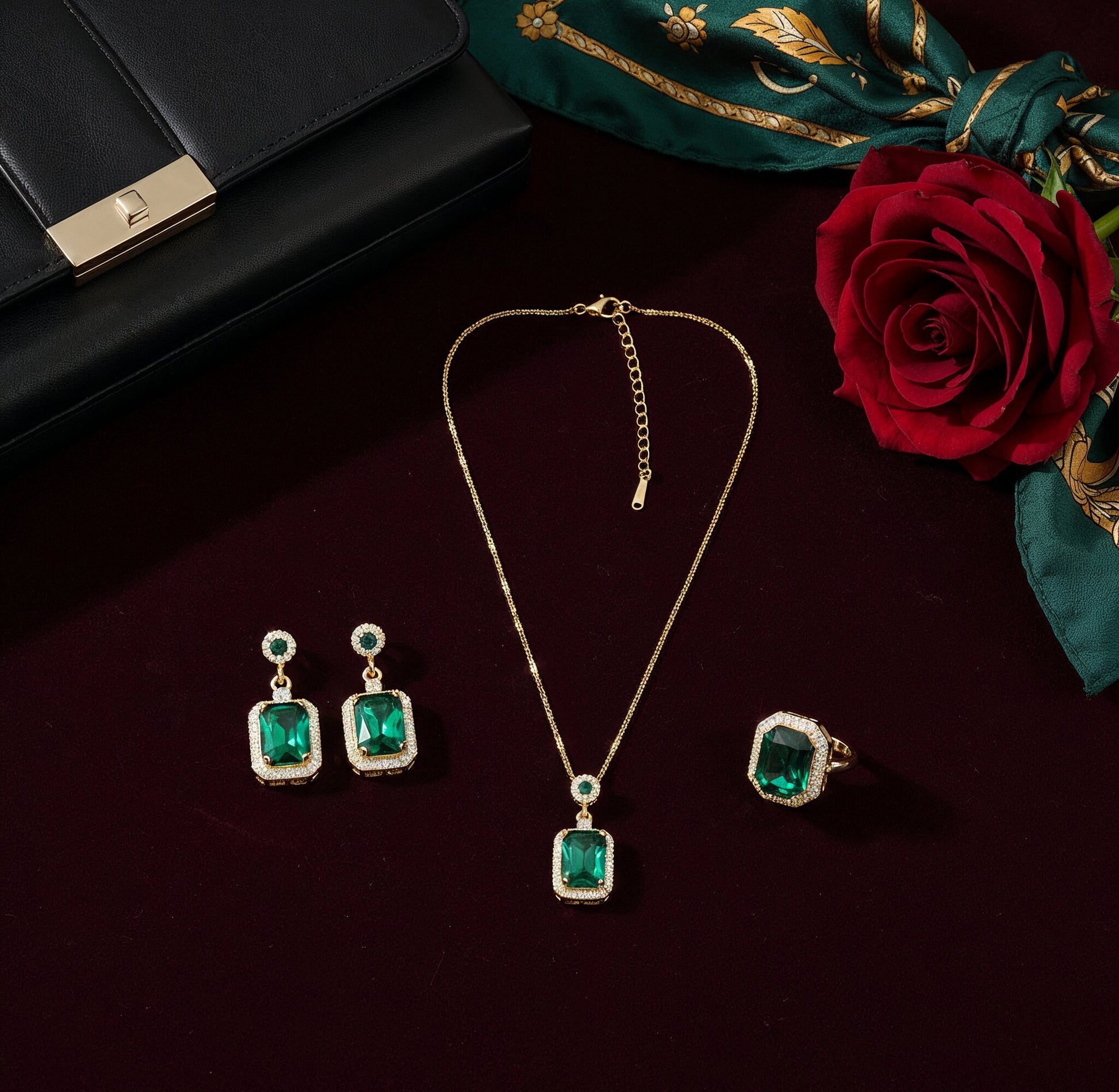 Yellow Chimes emerald jewellery set - perfect for weddings