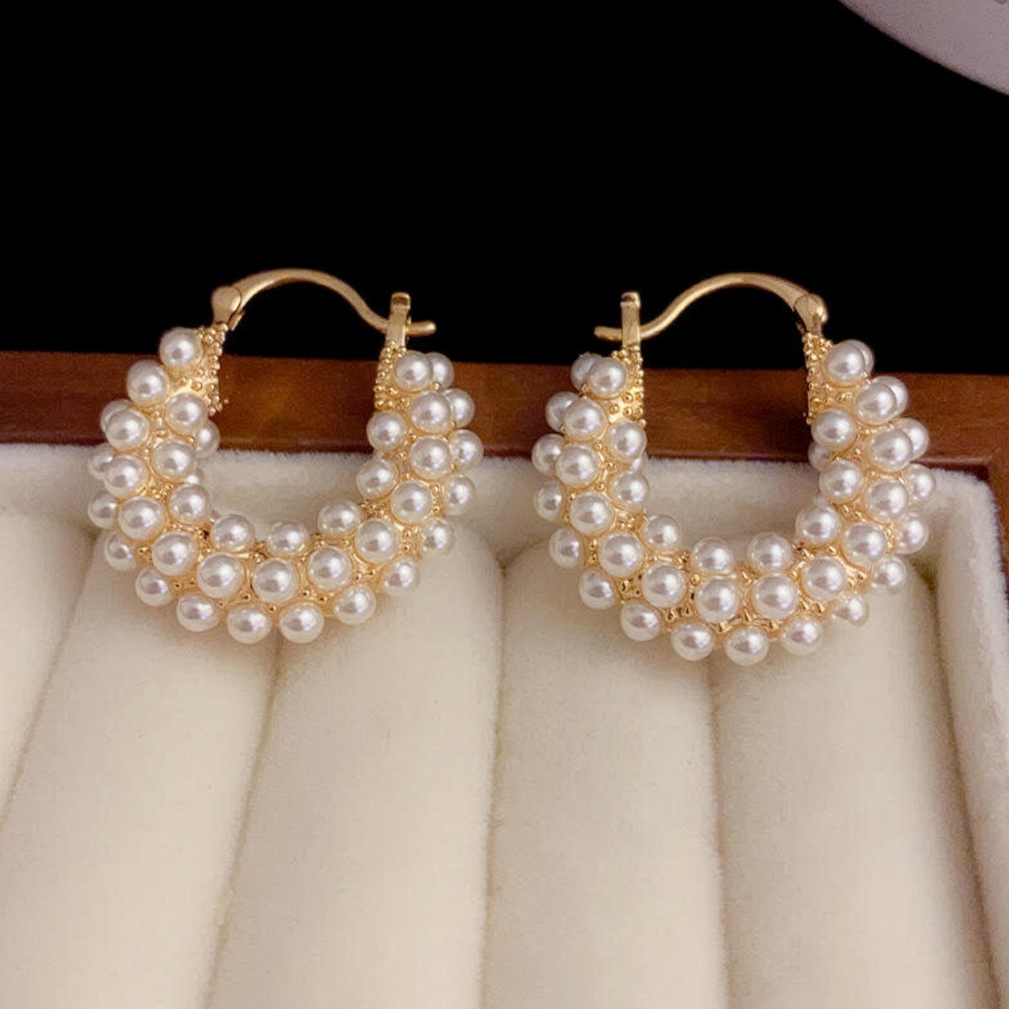 Yellow Chimes Pearl Hoop Earrings - Gift for her