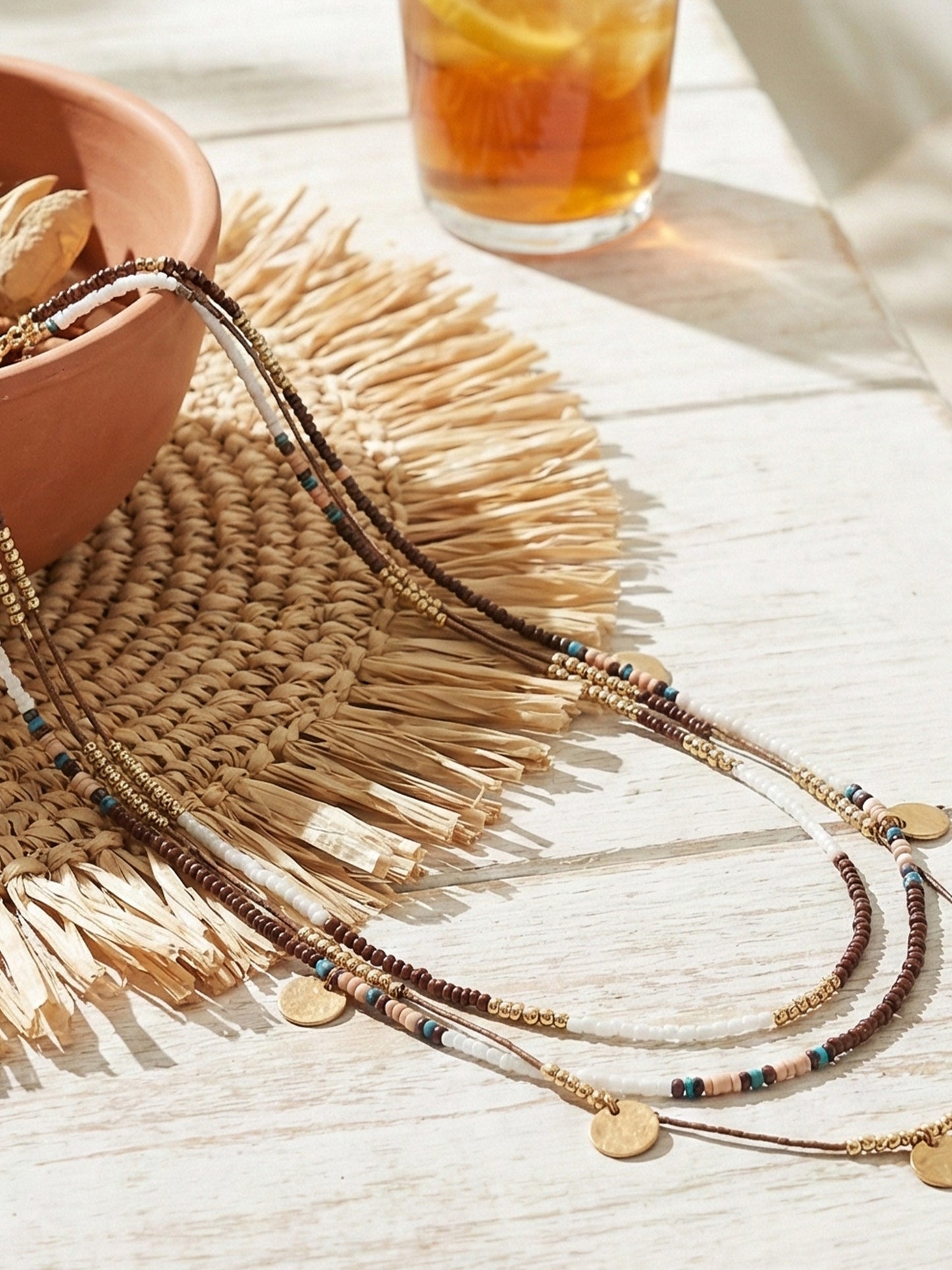Yellow Chimes bohemian necklace - beach styling
