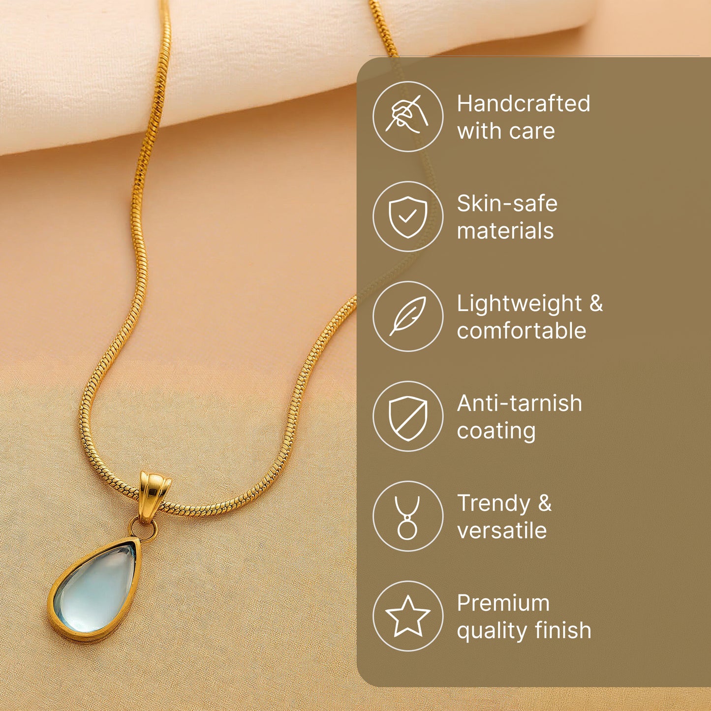 Yellow Chimes aqua drop necklace - daily wear accessory