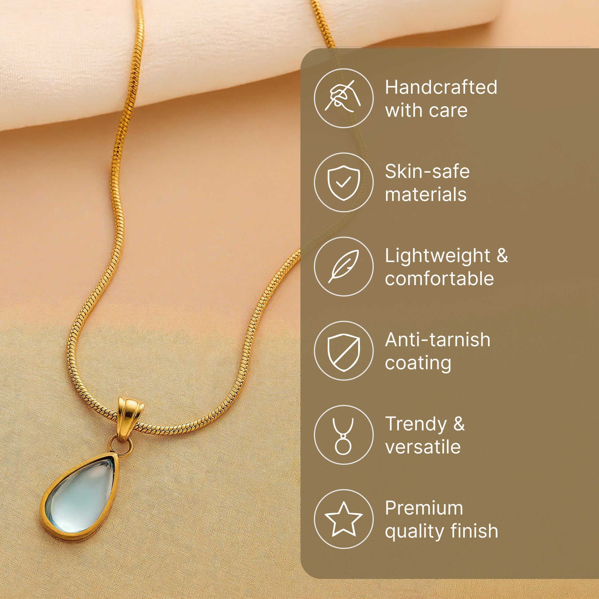 Yellow Chimes aqua drop necklace - daily wear accessory