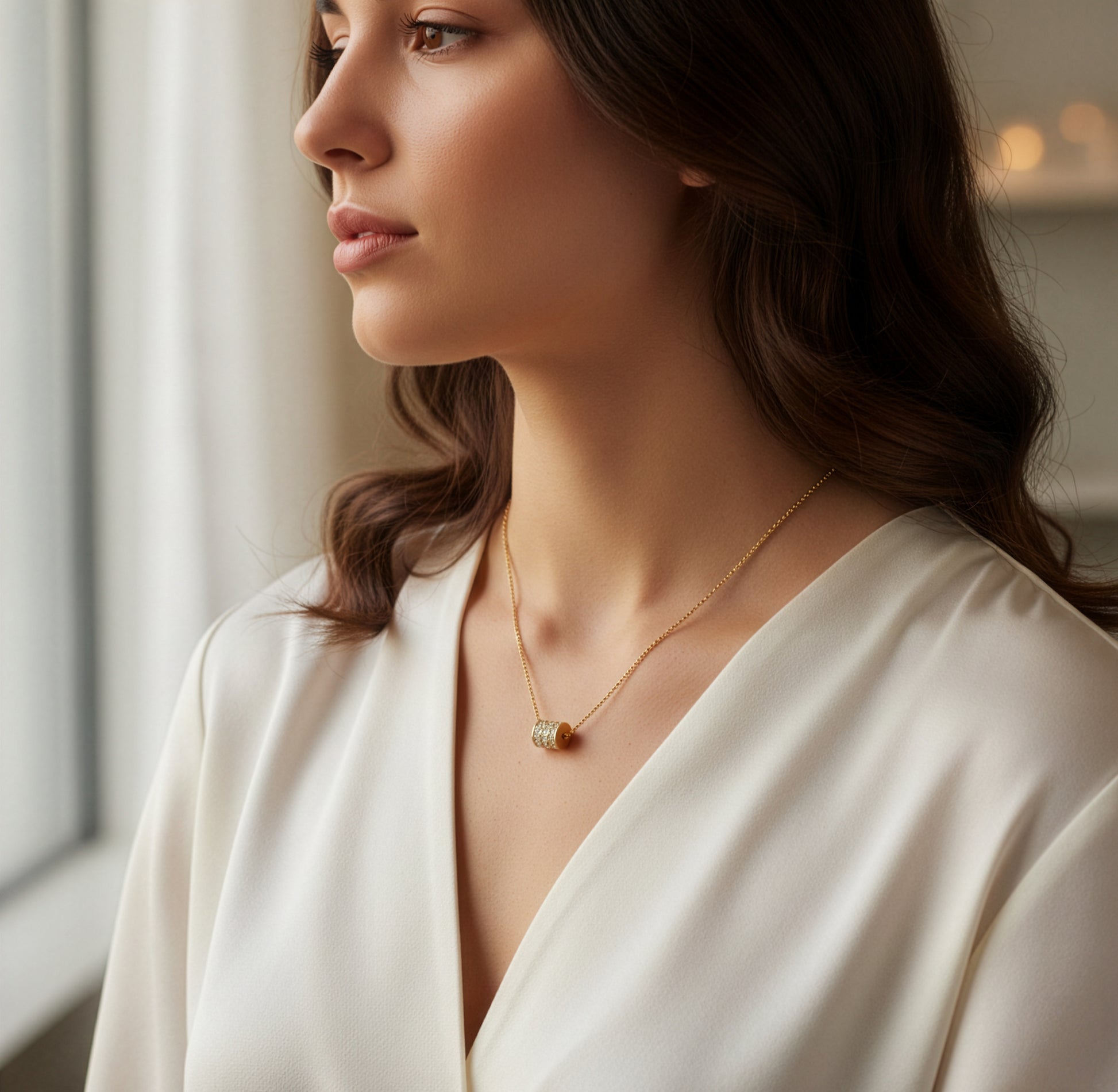 Yellow Chimes cubic zirconia necklace - stylish daily accessory