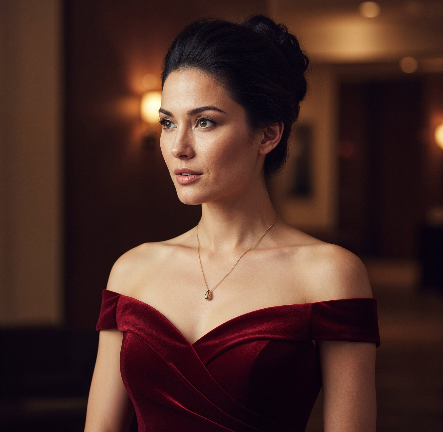 Yellow Chimes Gold Plated Pendant Necklace - Stunning evening accessory