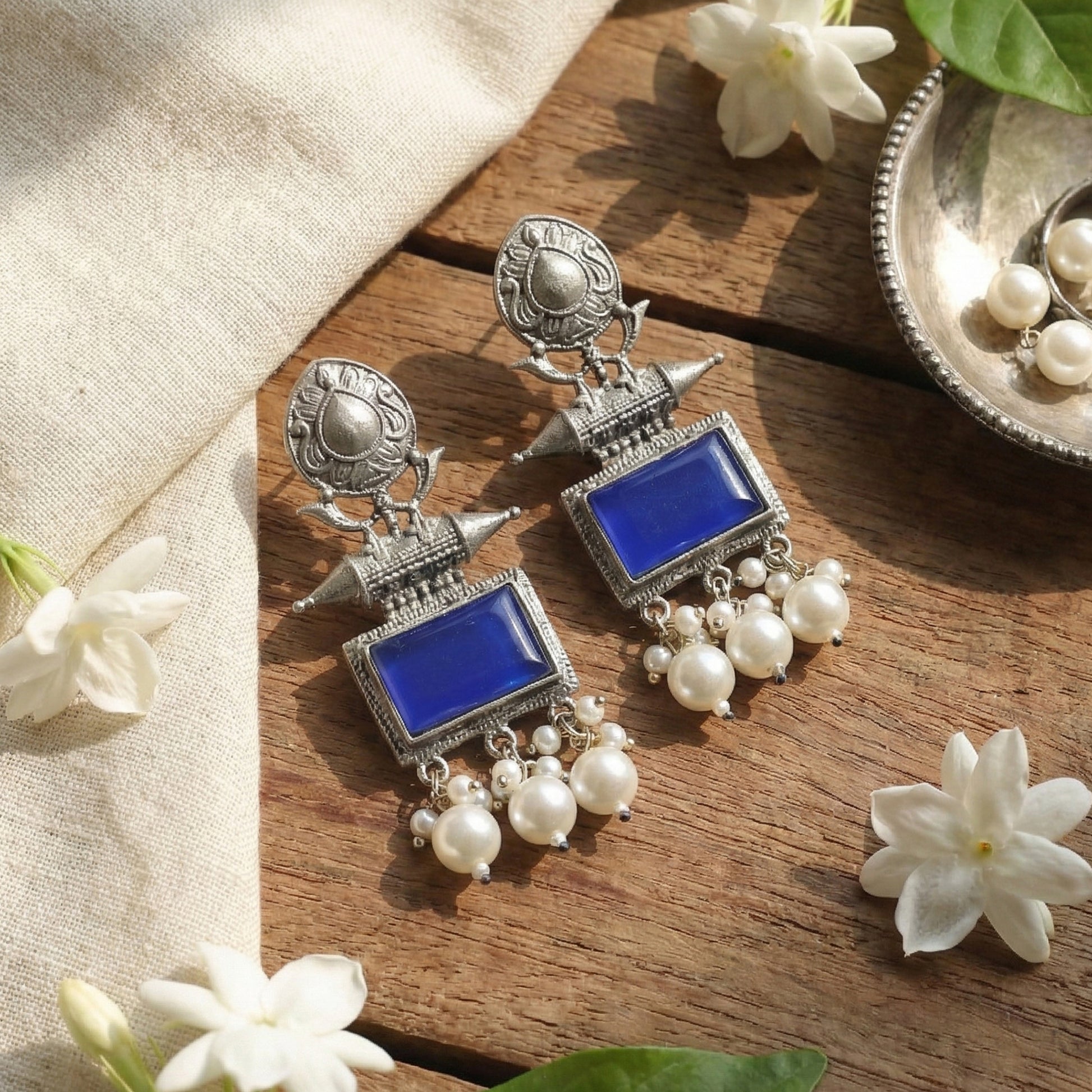 Yellow Chimes pearl dangling earrings - cultural event accessory
