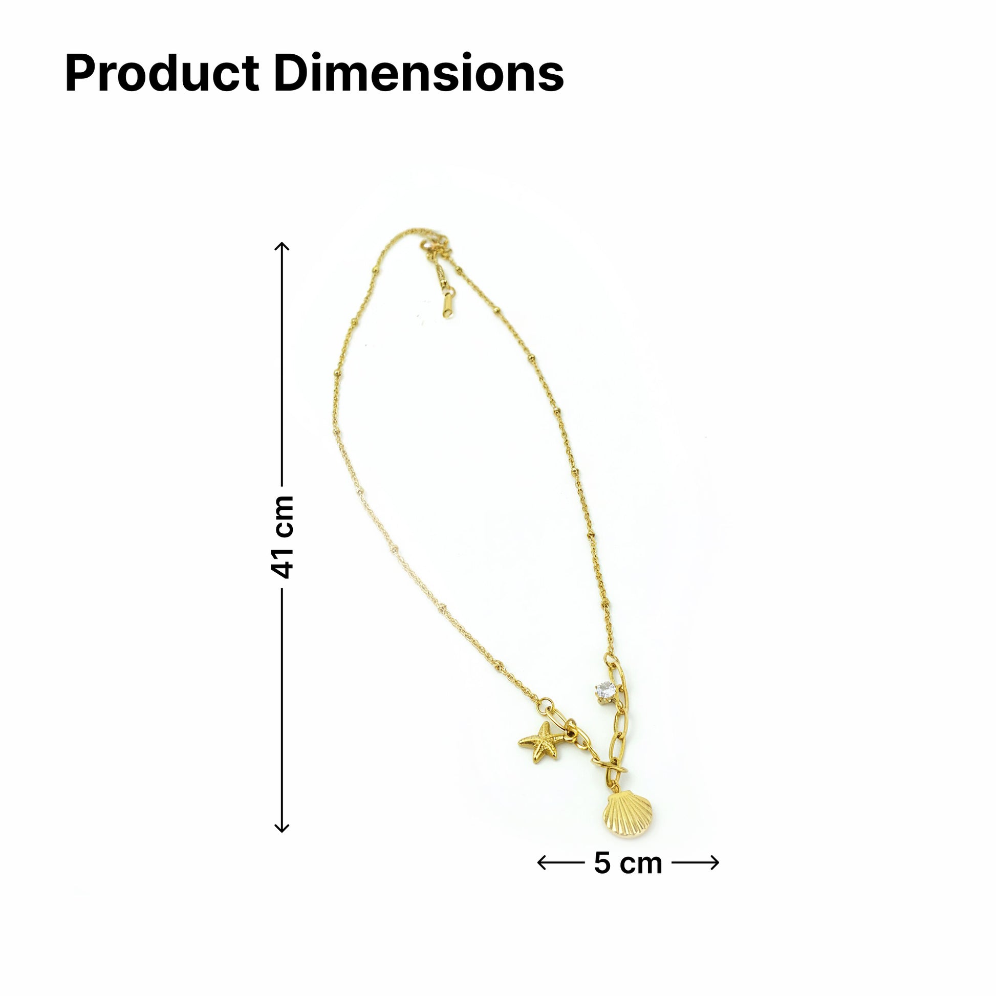 Yellow Chimes Cuban zirconia seashell charm necklace - vacation wear