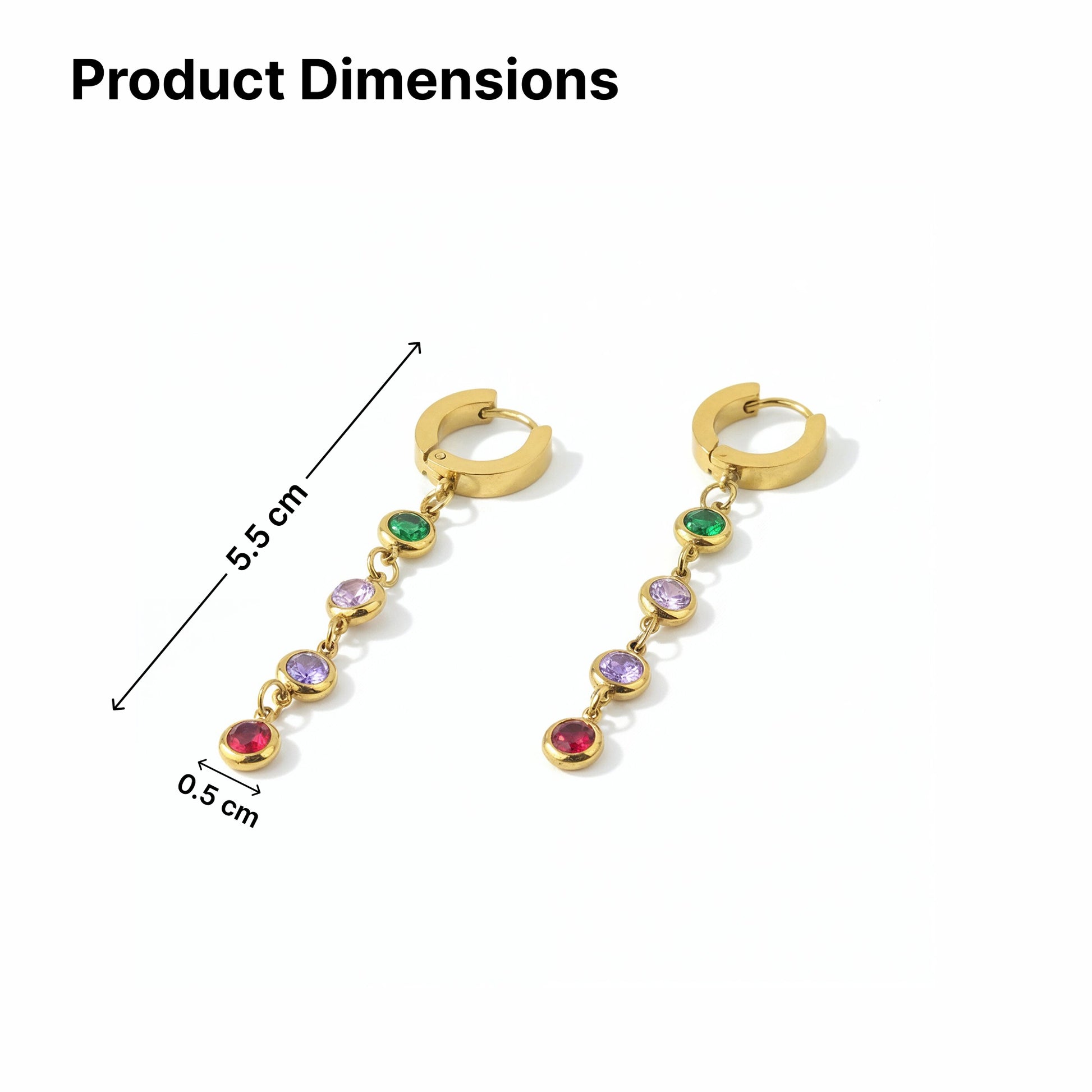 Yellow Chimes colorful cubic zirconia hoops - stylish outfit accessory
