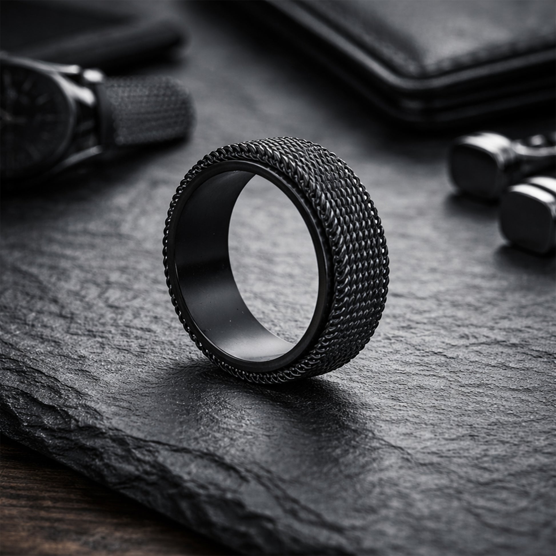 Yellow Chimes textured alloy ring - modern fashion statement