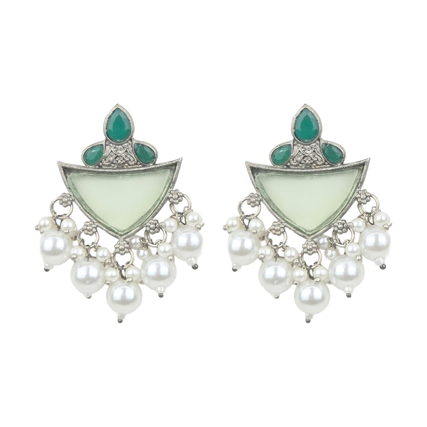 Yellow Chimes green stone earrings - adorn your outfit