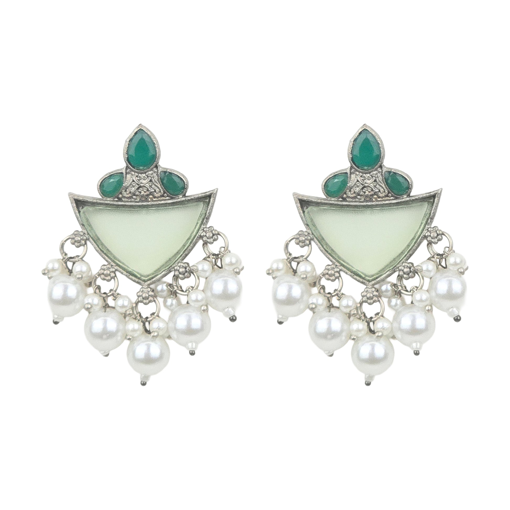 Yellow Chimes green stone earrings - adorn your outfit