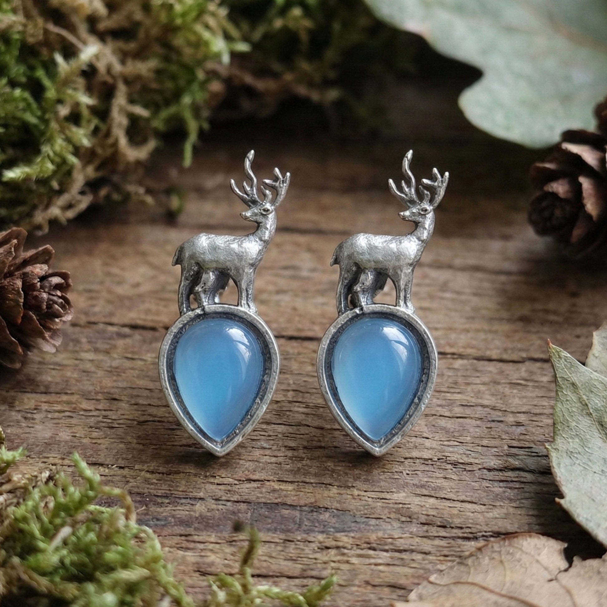 Yellow Chimes Oxidised Blue Teardrop Earrings - Wedding jewelry