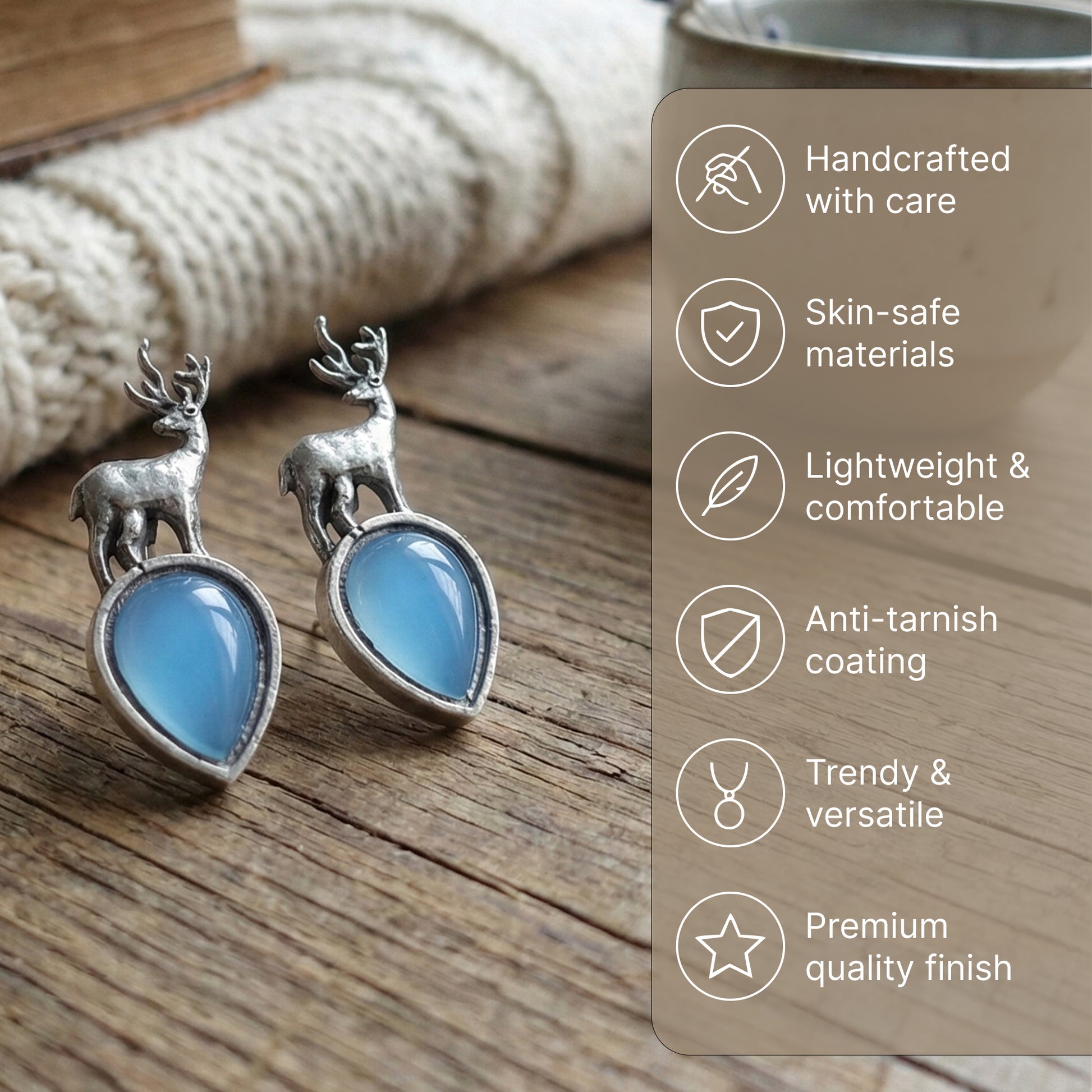 Yellow Chimes Deer Motif Earrings - Festive wear accessory