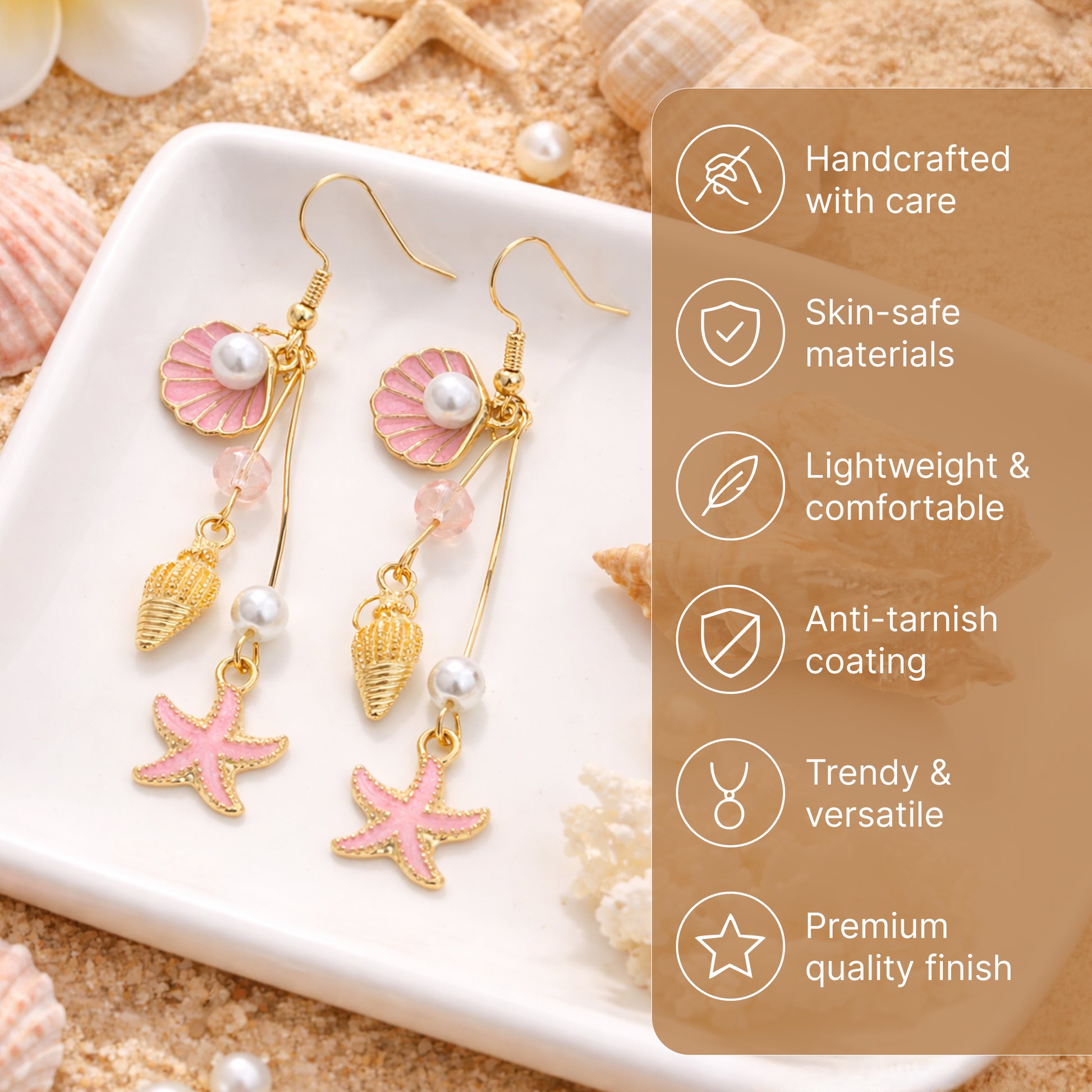 Yellow Chimes starfish charm earrings - elegant daily wear