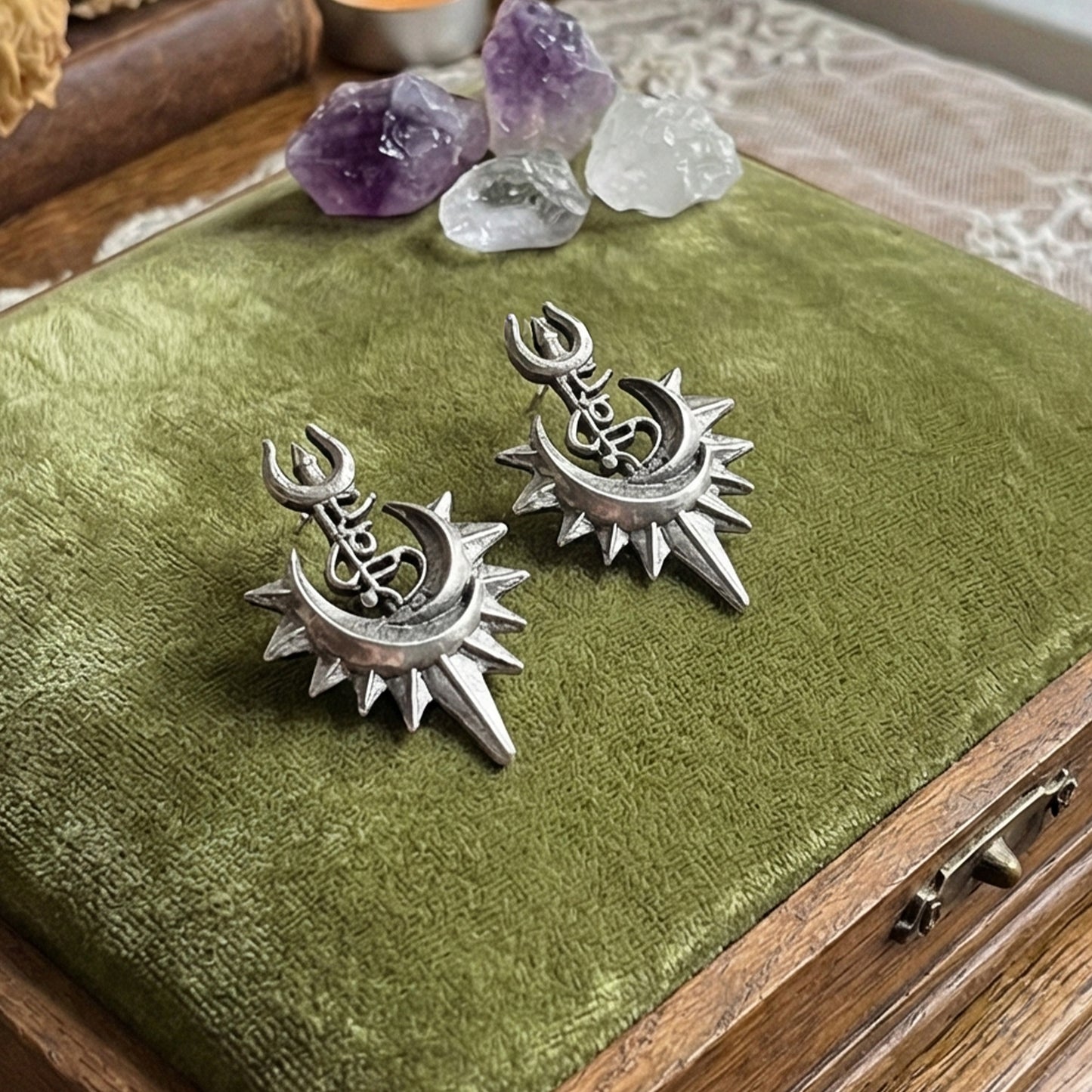 Yellow Chimes oxidised silver earrings - stylish ethnic jewellery