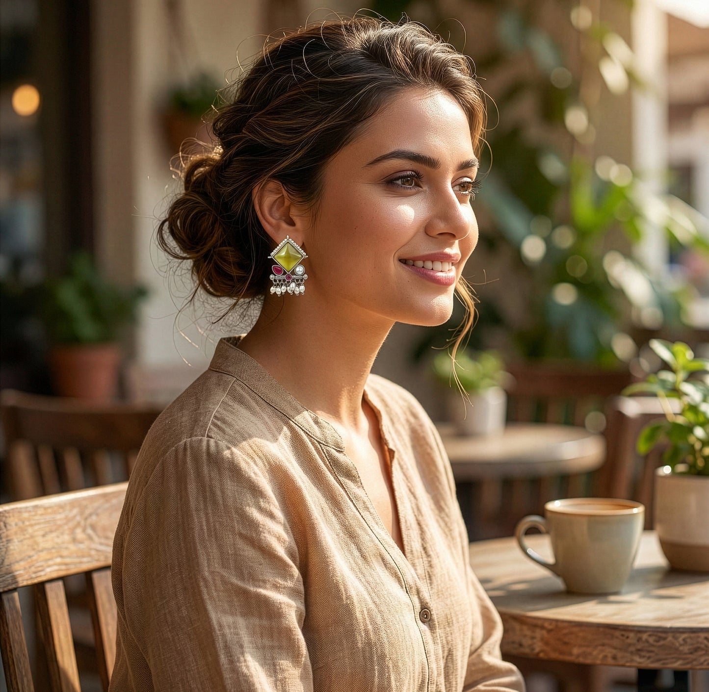 Yellow Chimes ruby accented earrings - cultural event jewelry