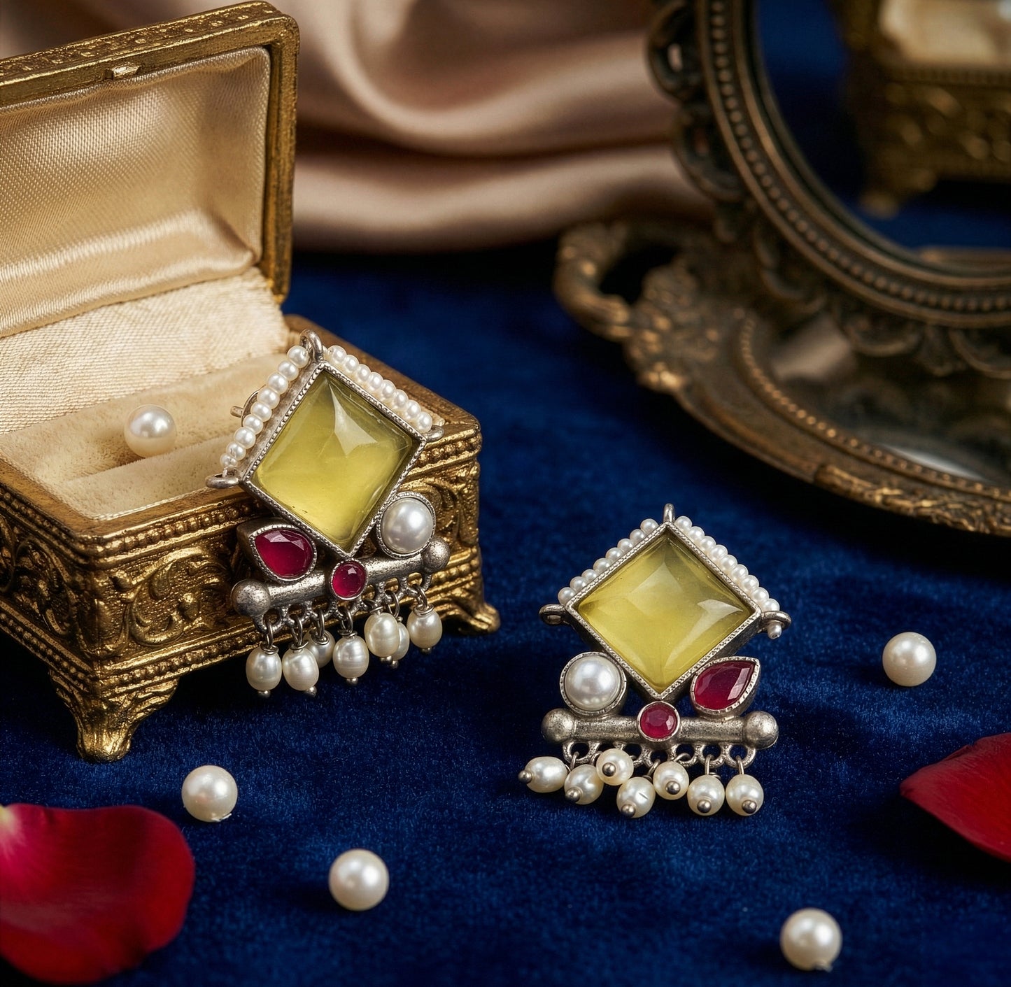 Yellow Chimes yellow stone studs - joyful gifting option