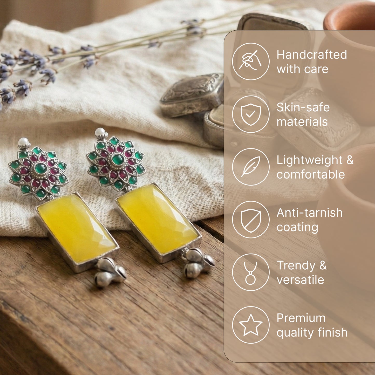 Yellow Chimes floral earrings - festive event accessory