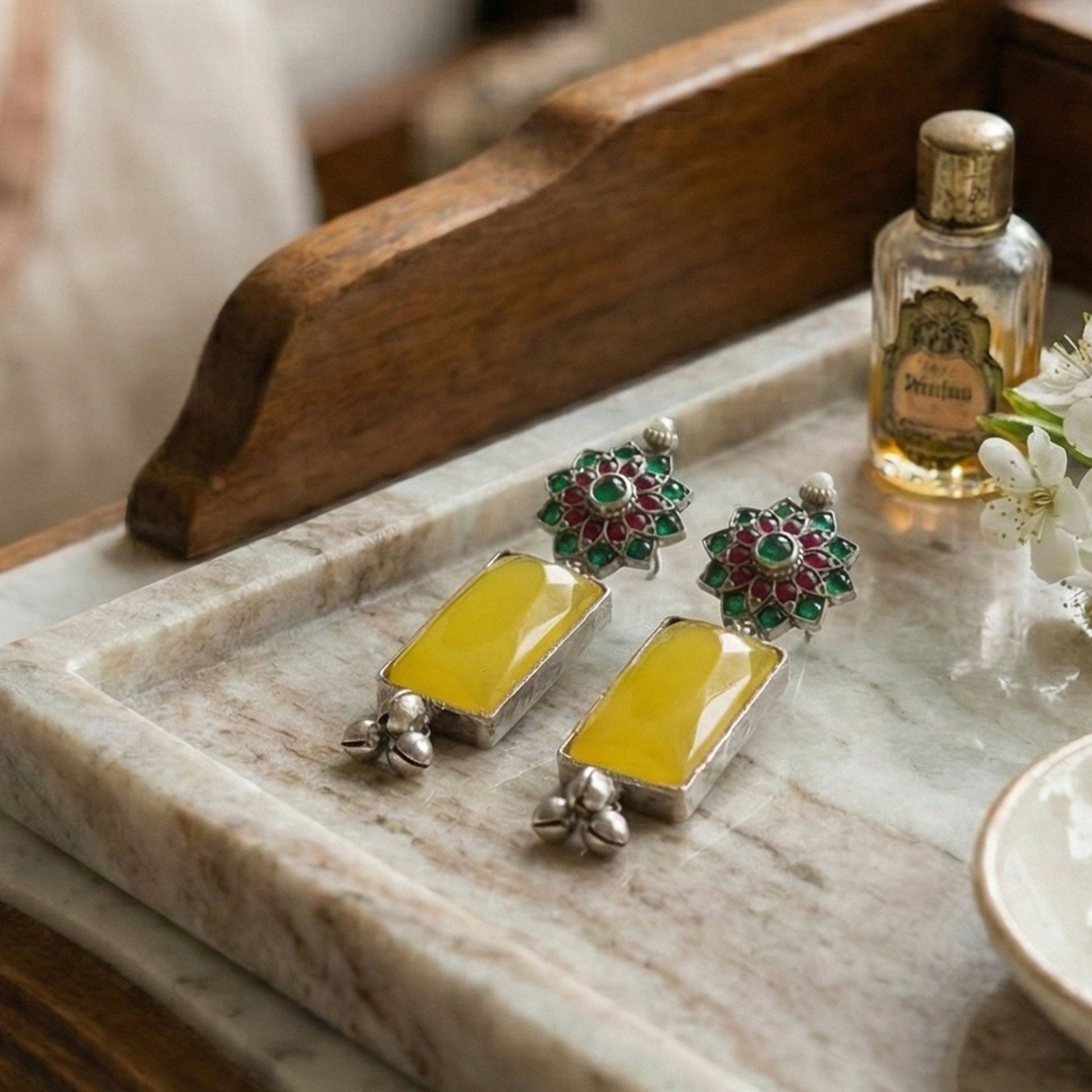 Yellow Chimes gold plated earrings - wedding jewelry