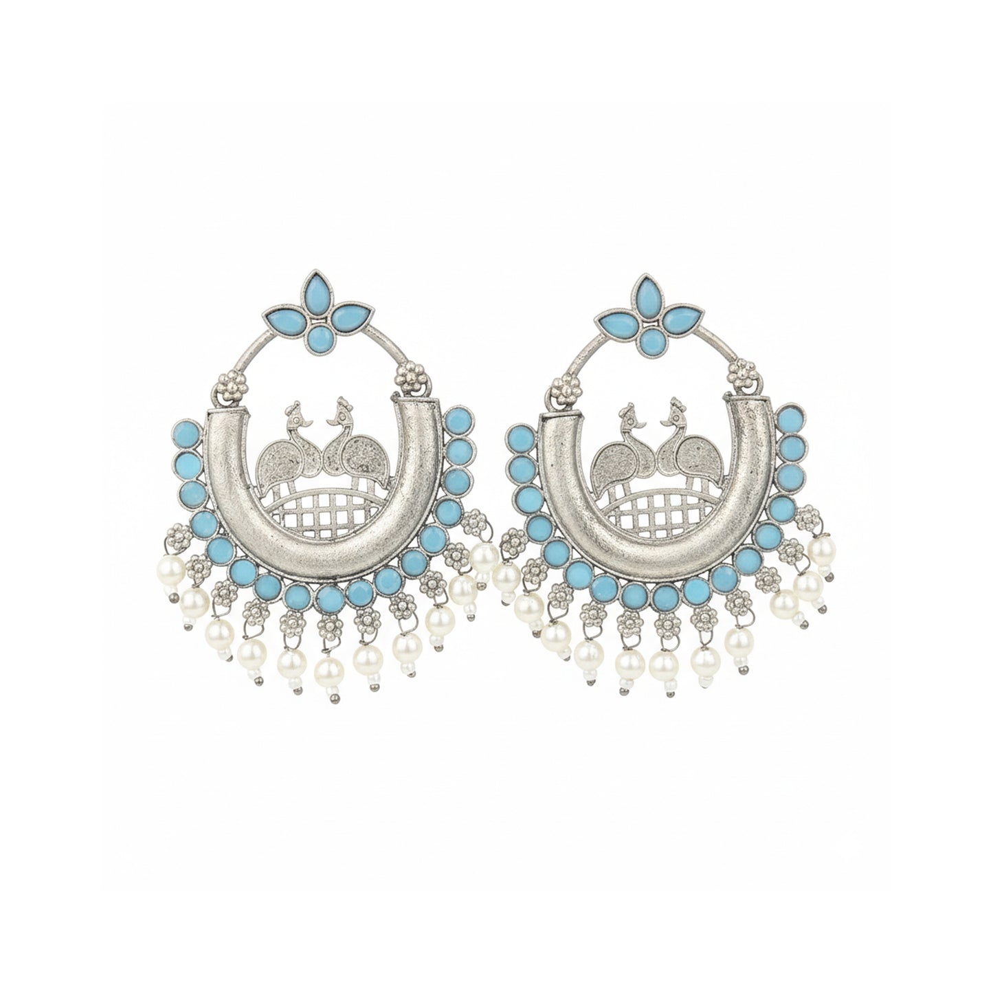 Yellow Chimes silver earrings - traditional attire enhancement