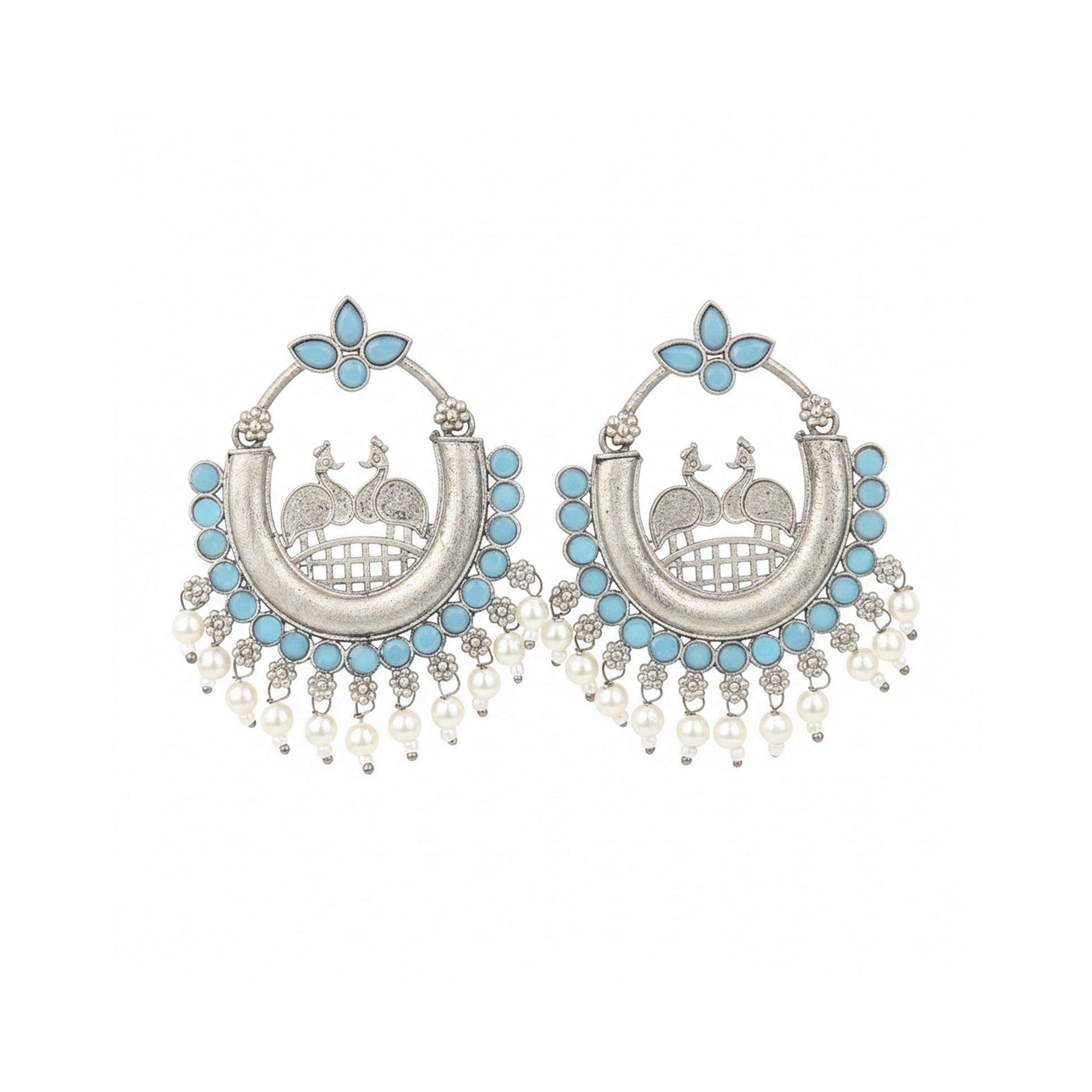 Yellow Chimes silver earrings - traditional attire enhancement
