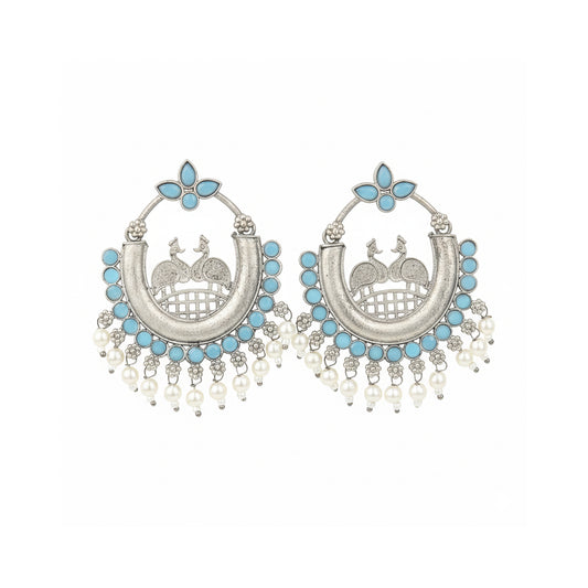 Yellow Chimes silver earrings - traditional attire enhancement