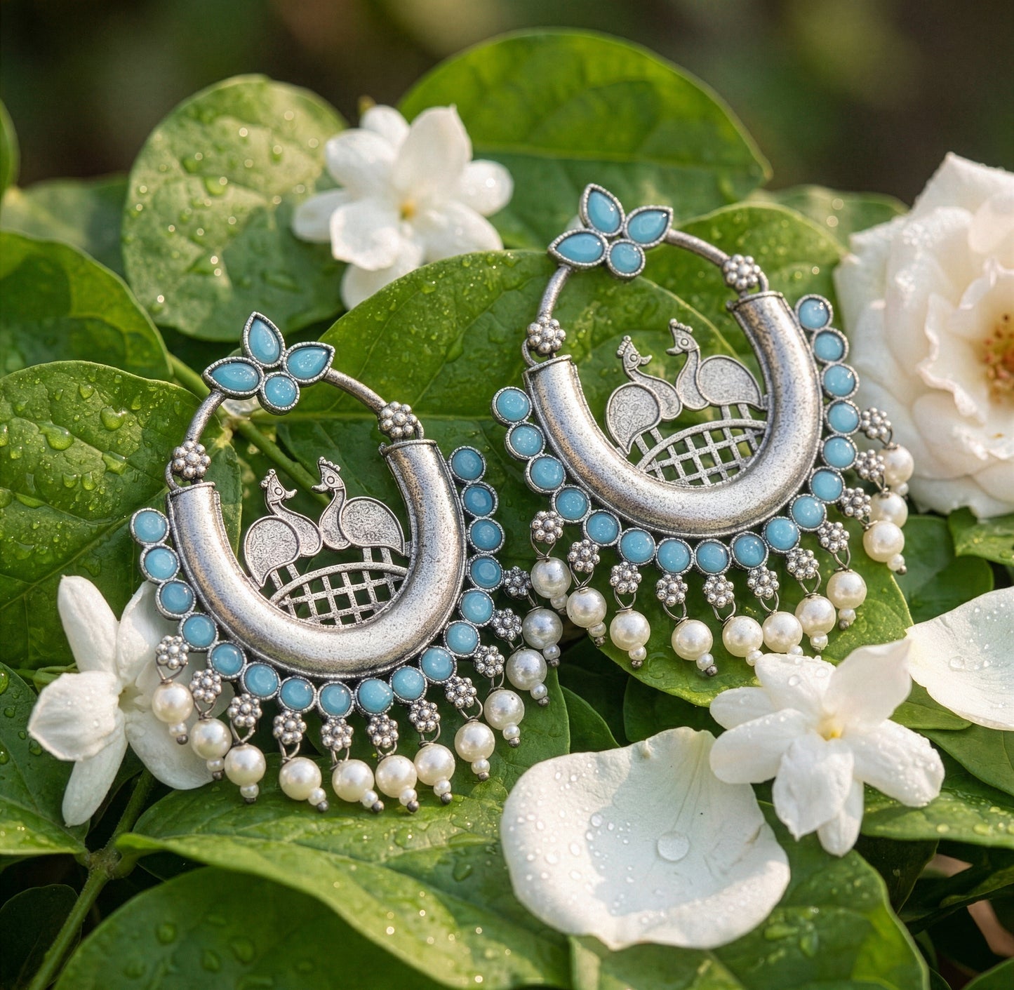 Yellow Chimes handcrafted peacock motif earrings - gift for her