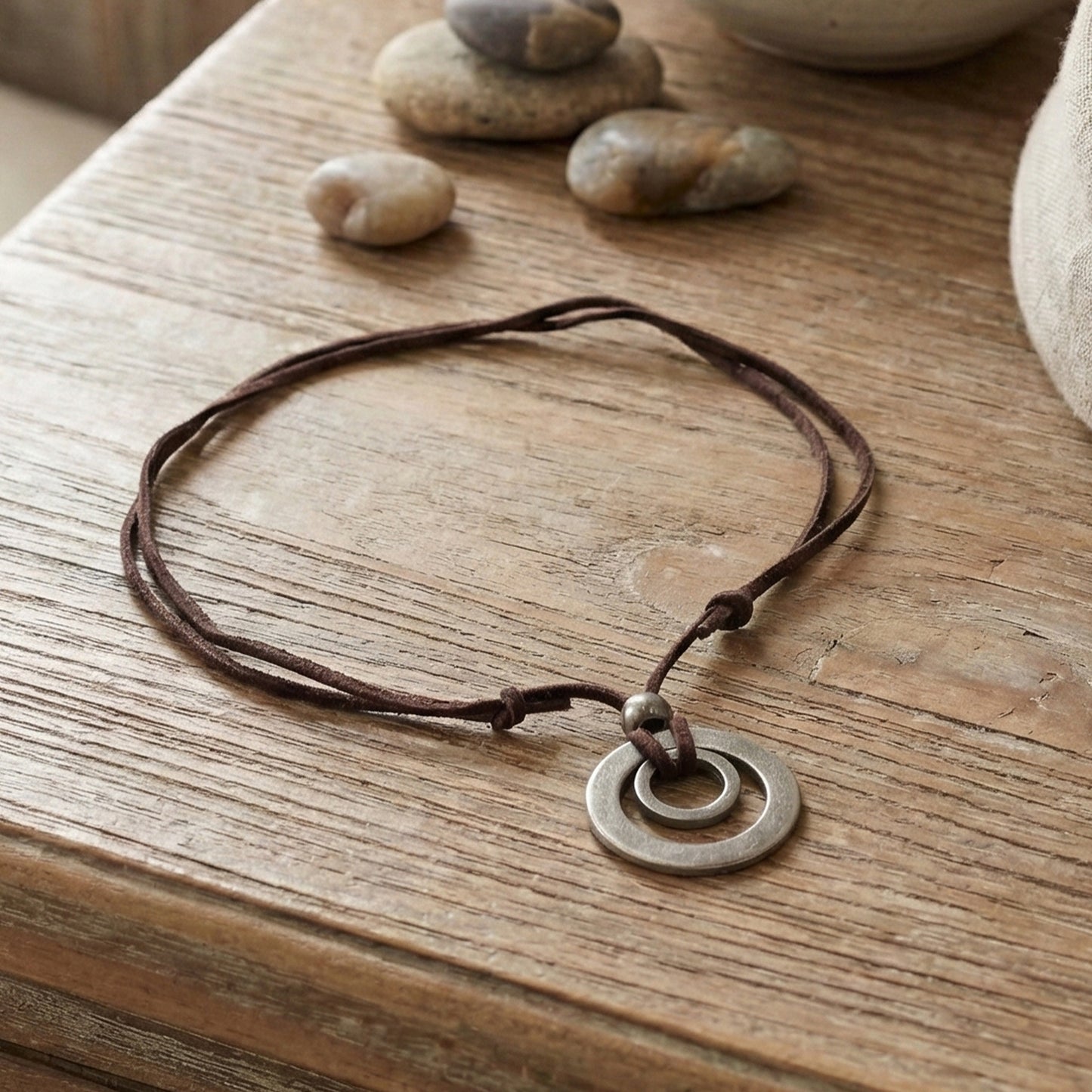 Yellow Chimes Brown Cord Necklace - Stylish college accessory