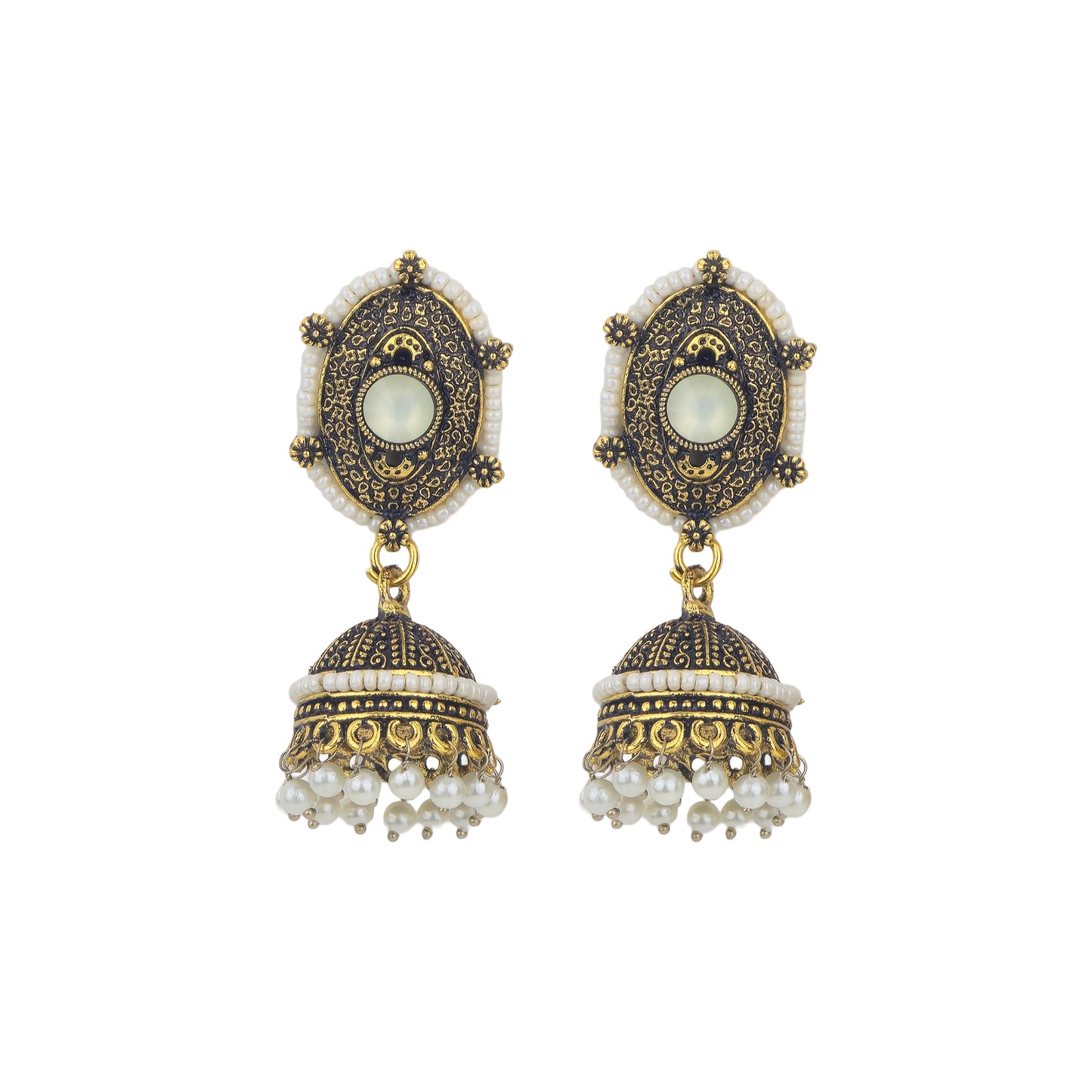 Yellow Chimes pearl studded earrings - Enhances ethnic outfits