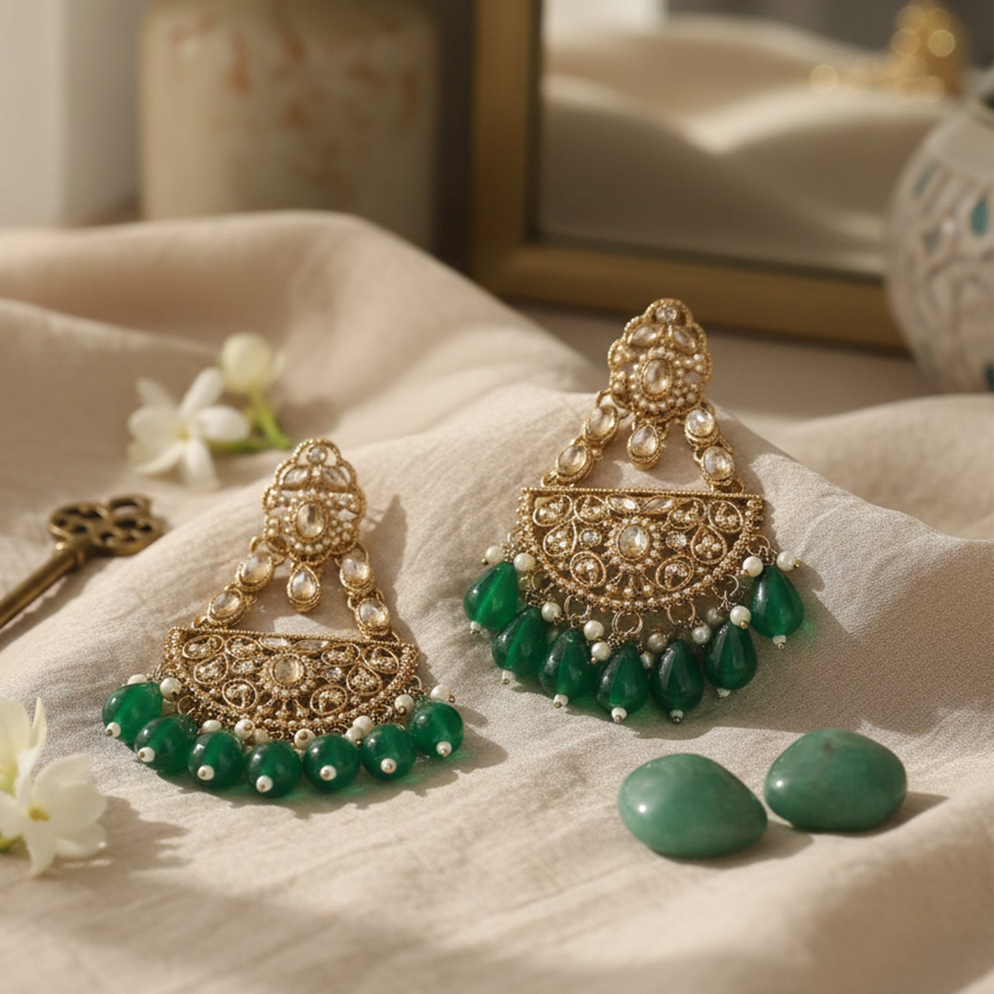 Yellow Chimes Gold Plated Earrings - Bridal Wear