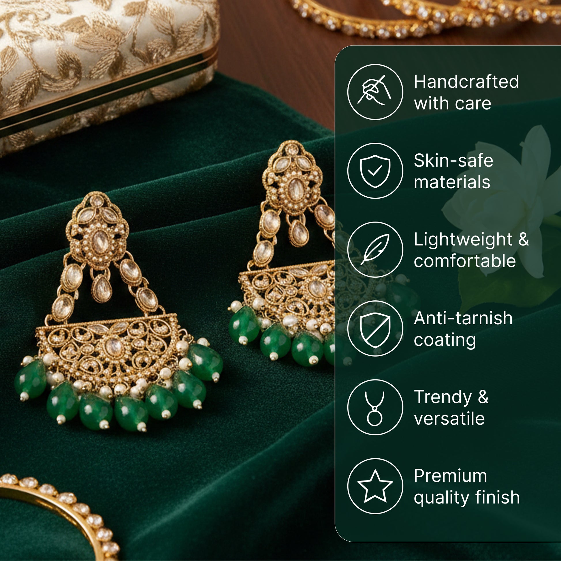 Yellow Chimes Grand Chandbali Earrings - Festive Occasion