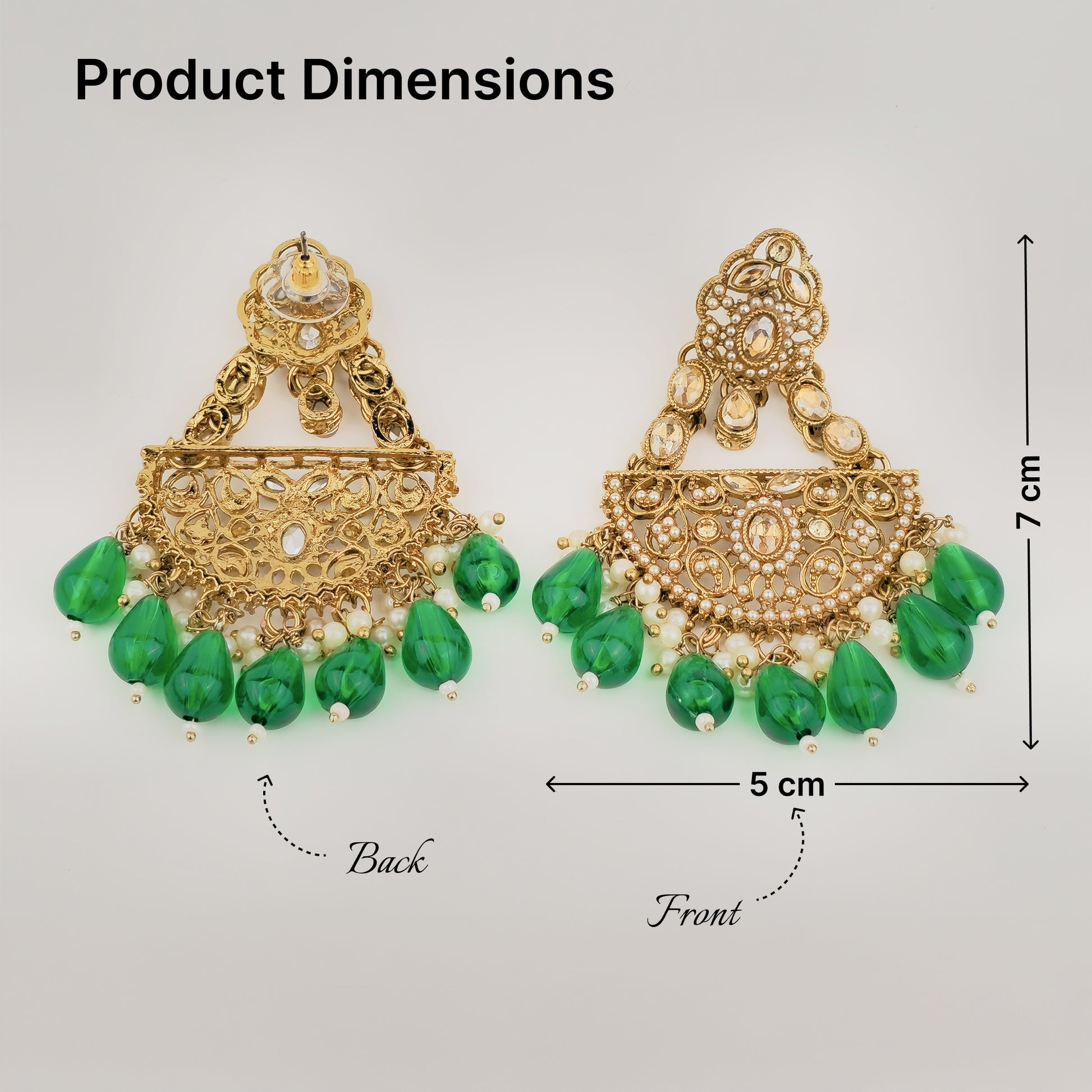 Yellow Chimes Green Stone Earrings - Cultural Celebrations