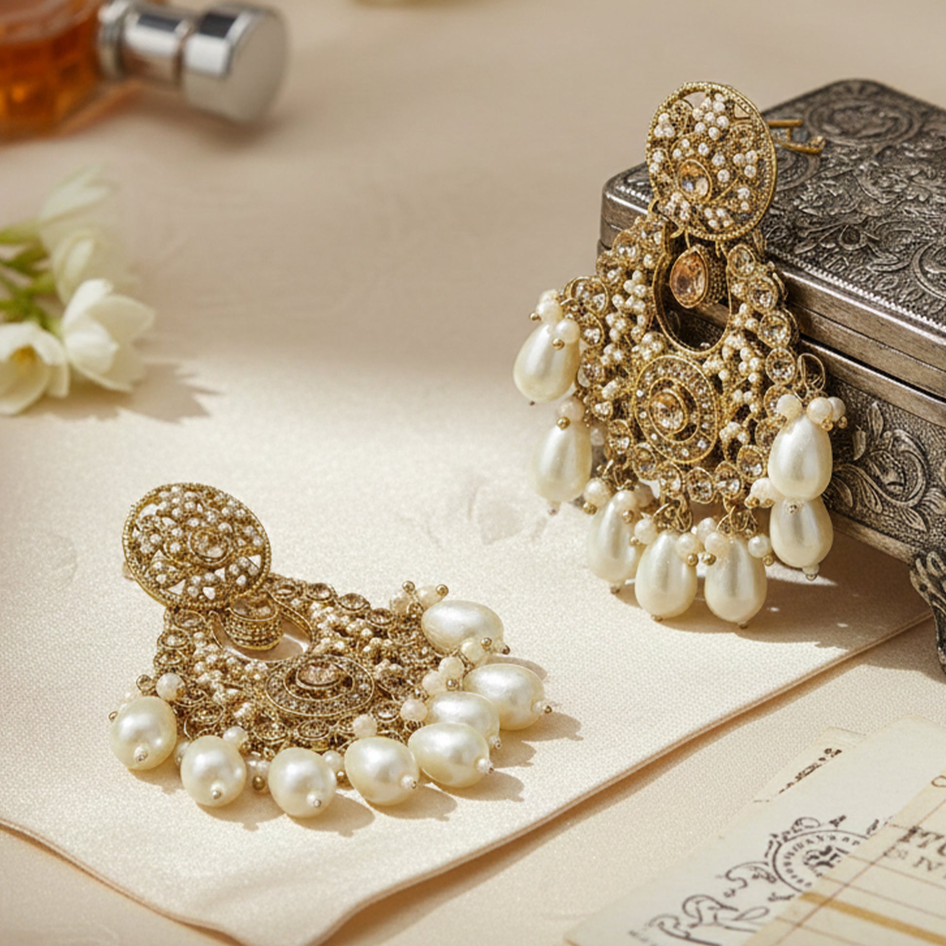Yellow Chimes gold plated earrings - wedding wear jewelry