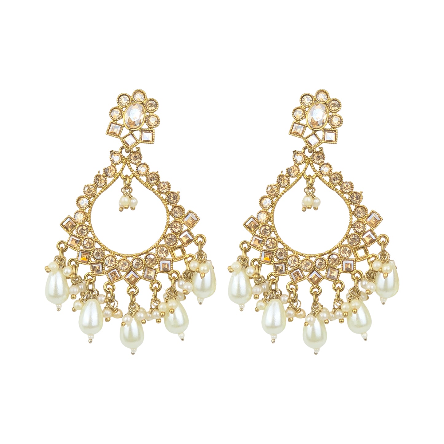 Yellow Chimes bold design earrings - bridal appearance