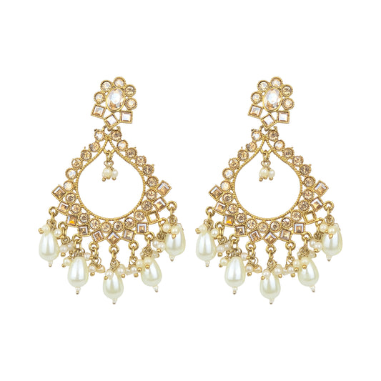 Yellow Chimes bold design earrings - bridal appearance