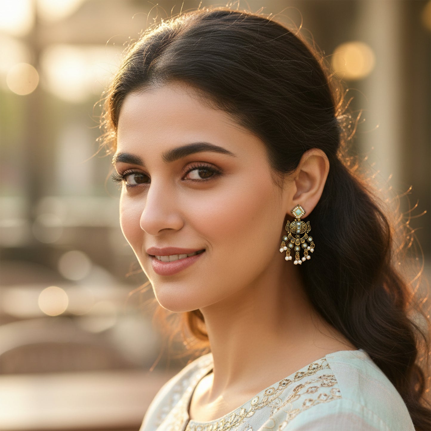 Yellow Chimes festive wear earrings - traditional Indian jewelry