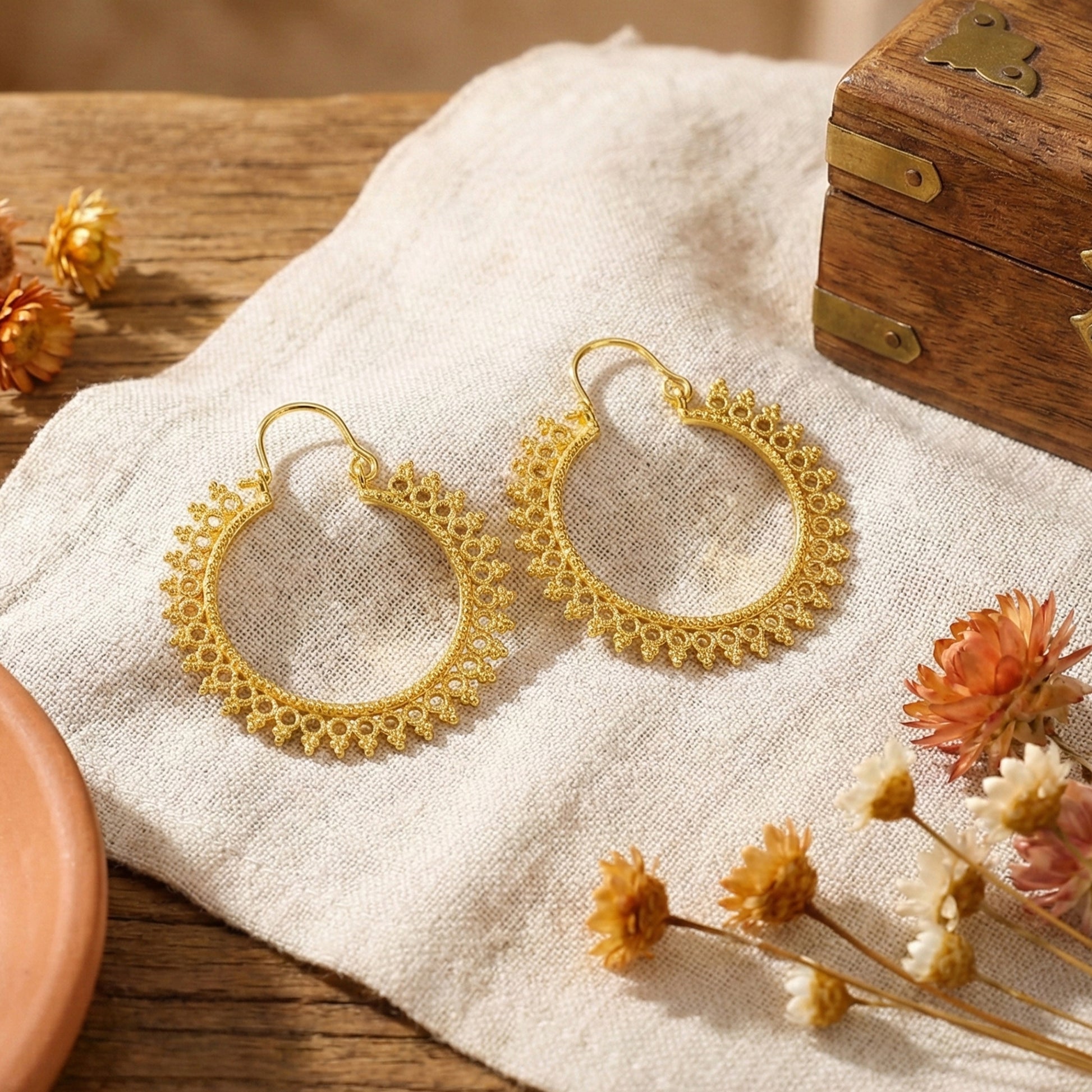 Yellow Chimes stylish textured earrings - birthday gift