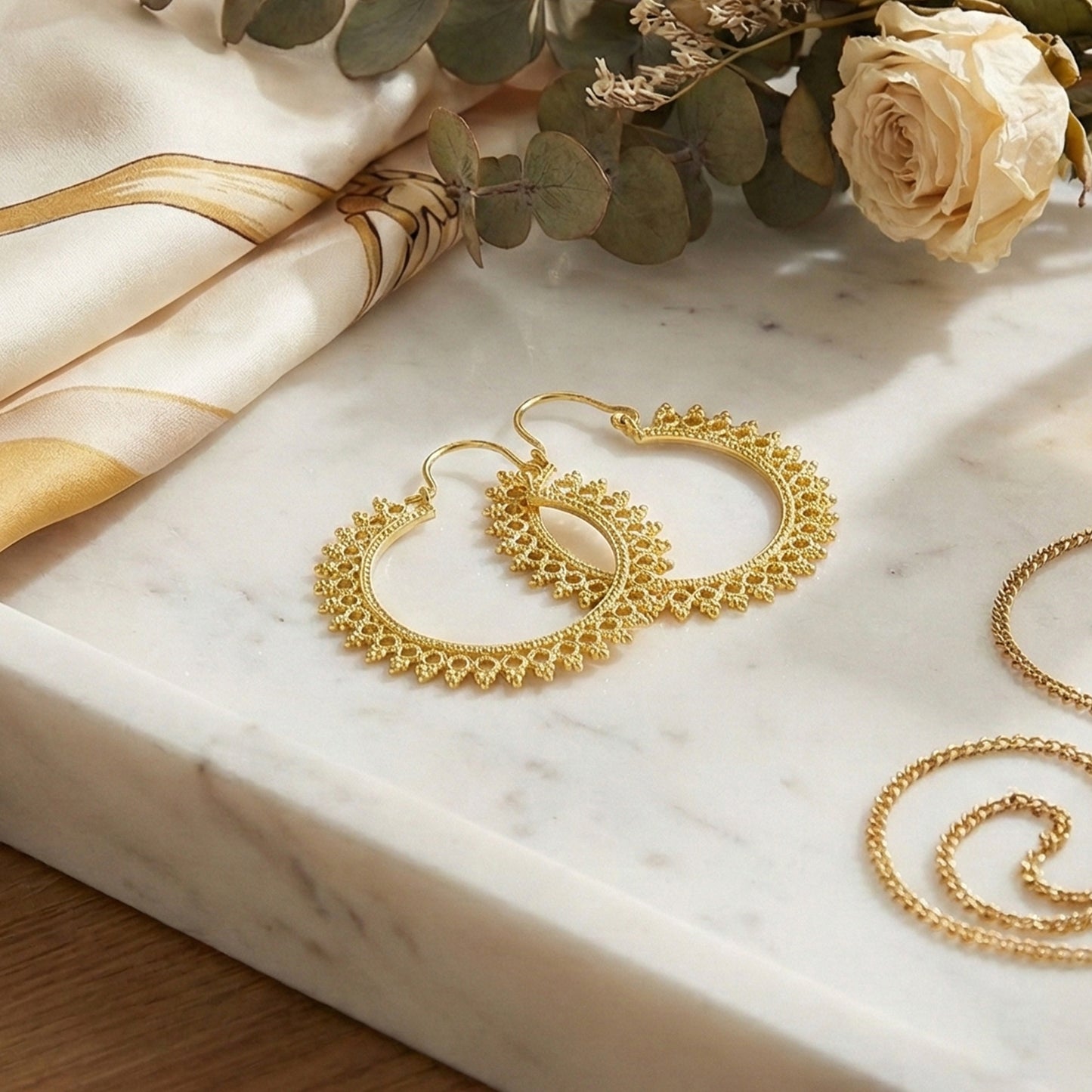Yellow Chimes gold hoop earrings - casual outings