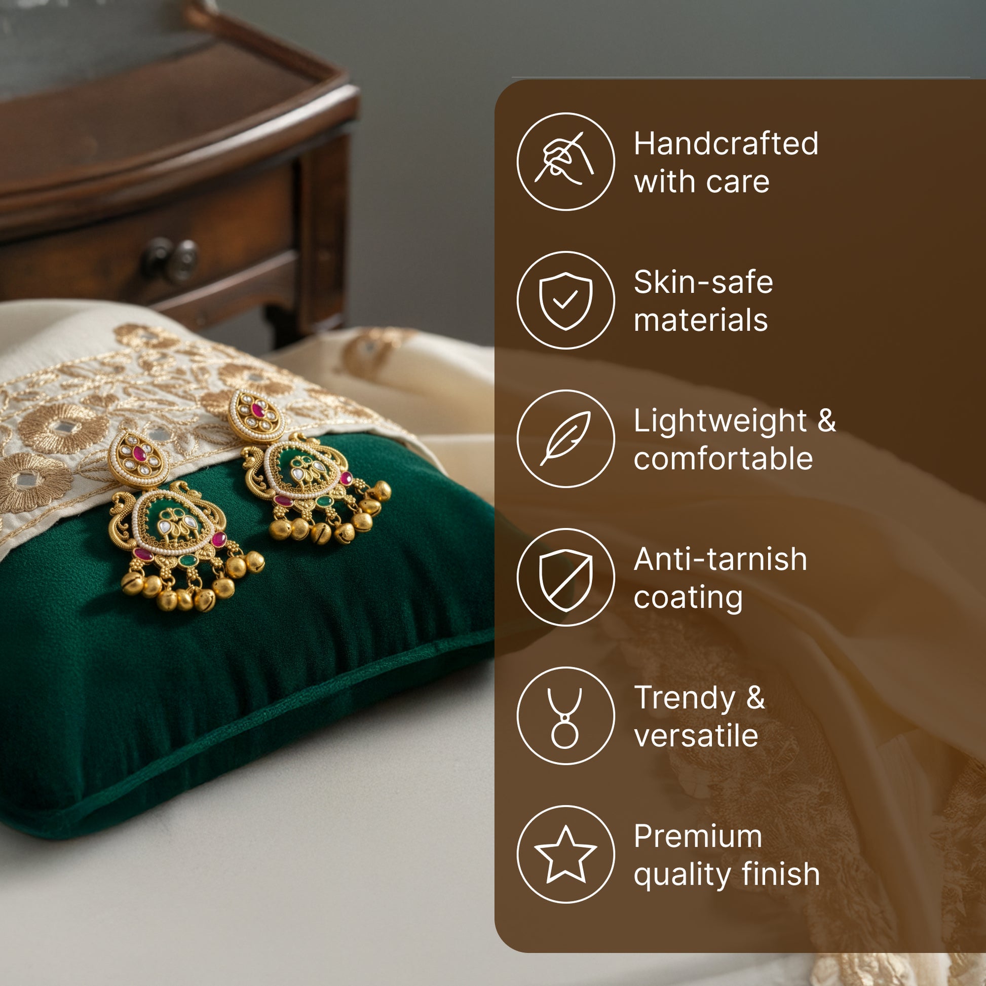 Yellow Chimes floral earrings - Traditional festive wear