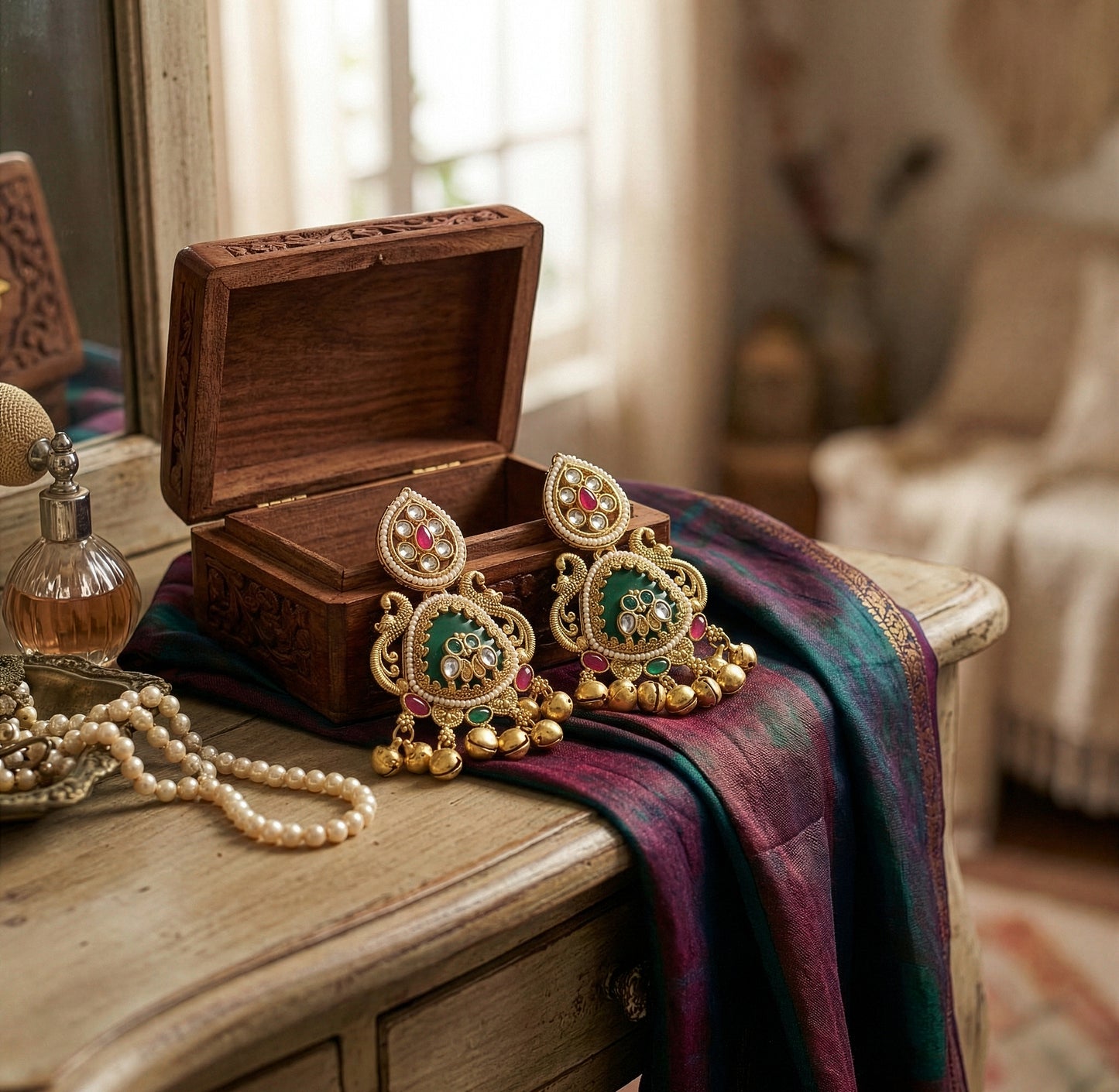Yellow Chimes temple inspired earrings - Cultural events