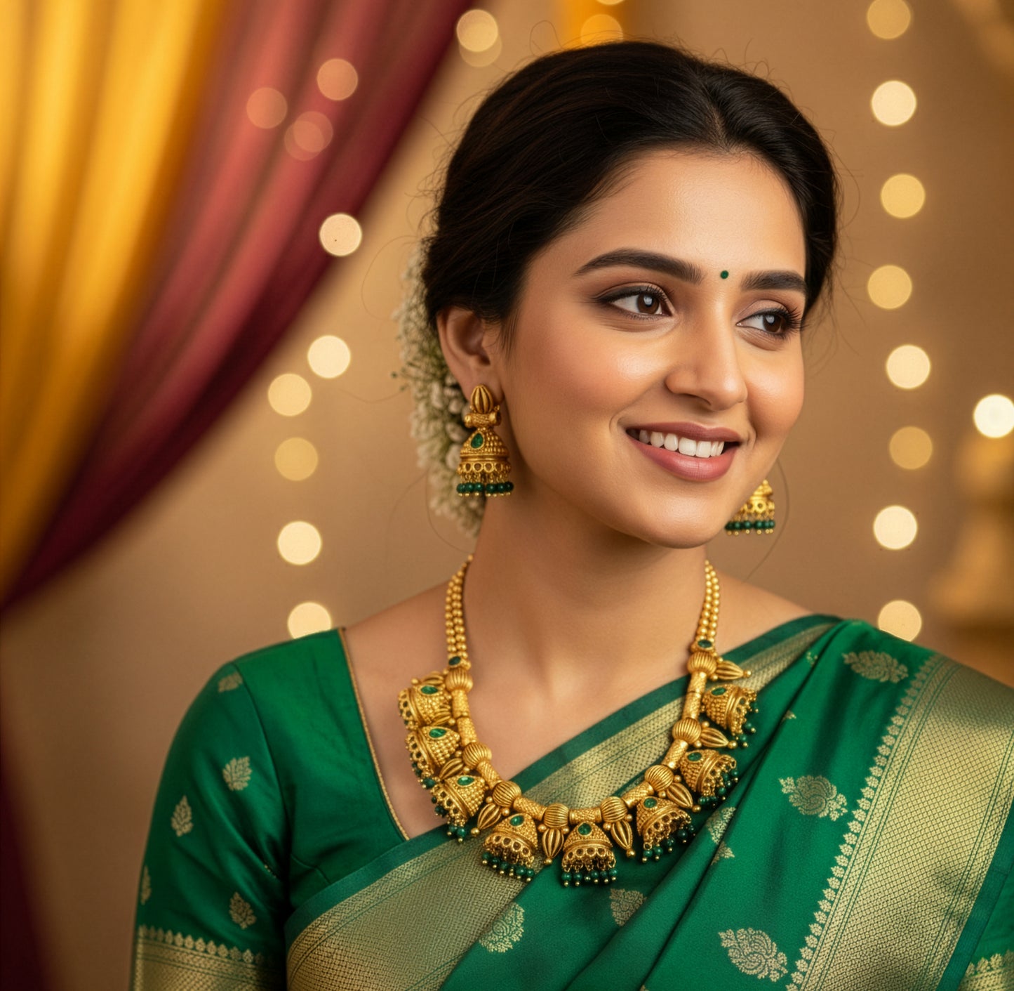 Yellow Chimes jhumka earrings - traditional attire