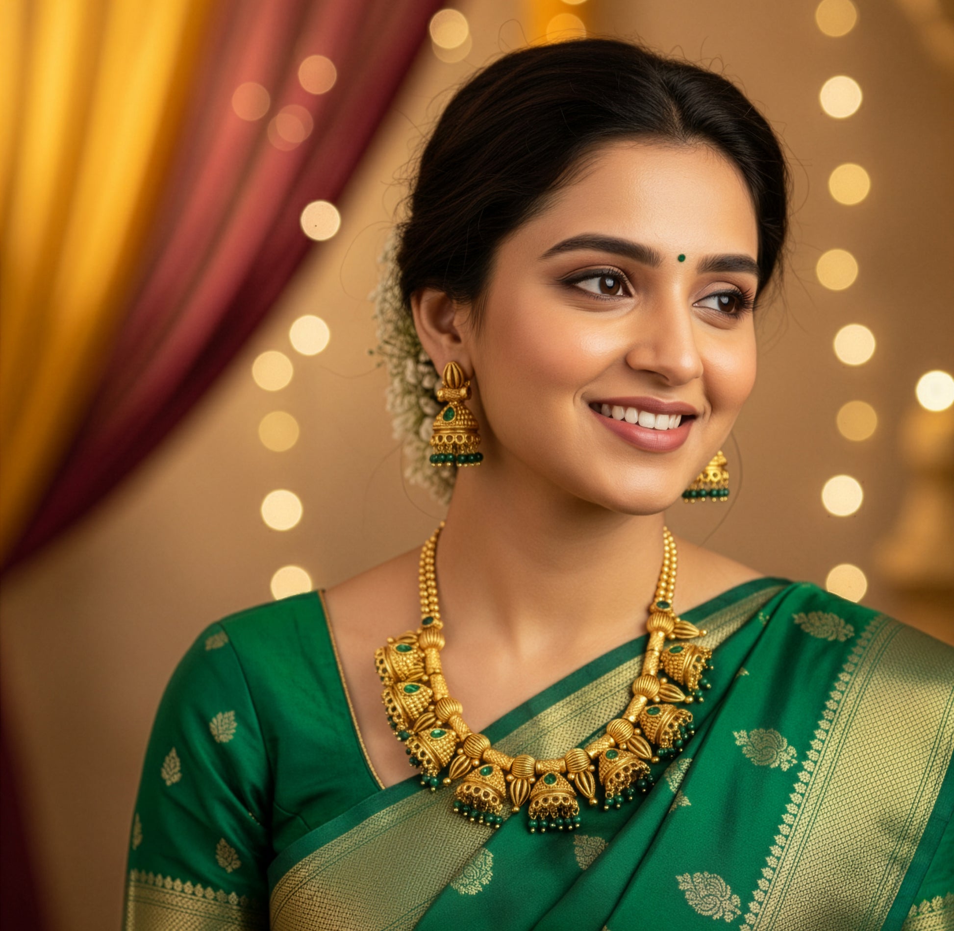 Yellow Chimes jhumka earrings - traditional attire