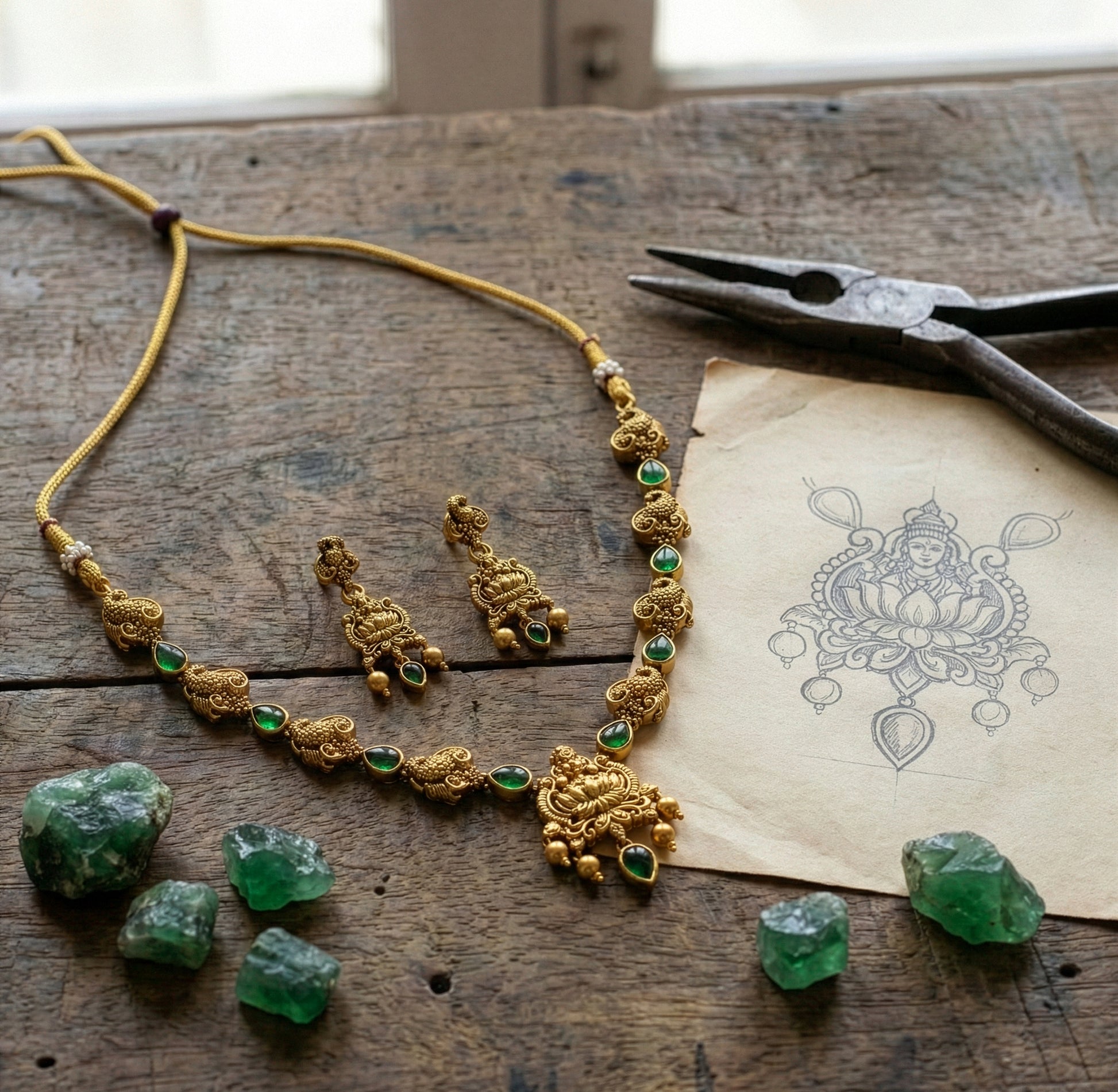 Yellow Chimes antique gold plated jewellery - festival wear