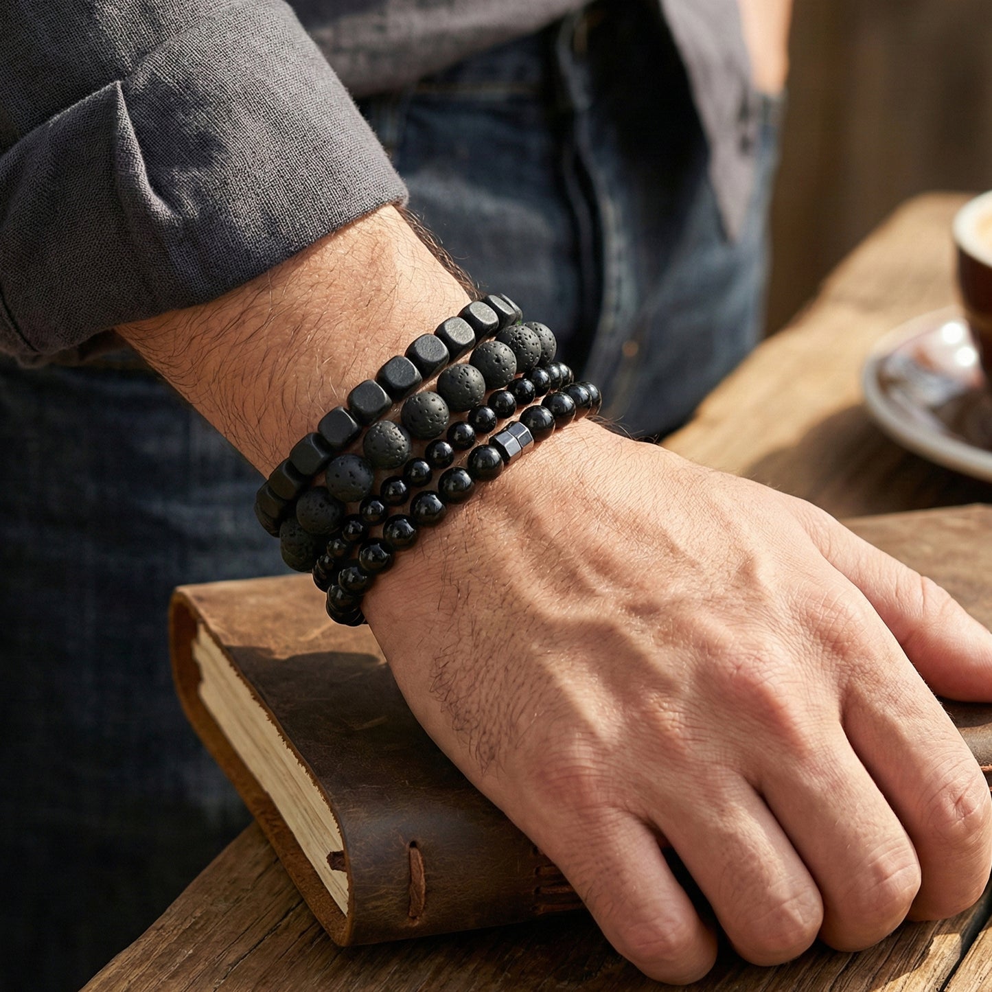Yellow Chimes elastic black bracelets - everyday fashion