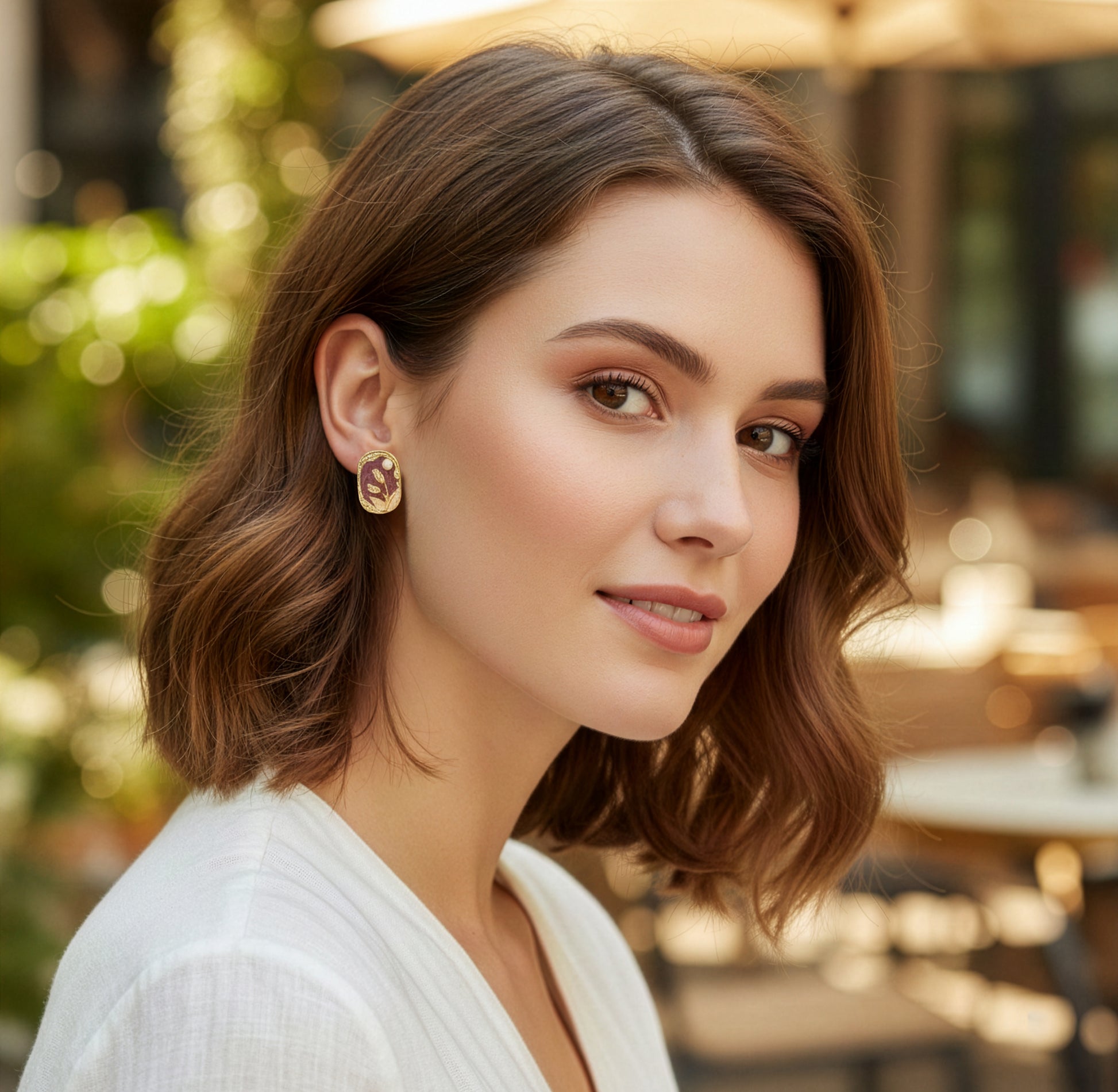 Yellow Chimes purple tulip earrings - Gift option