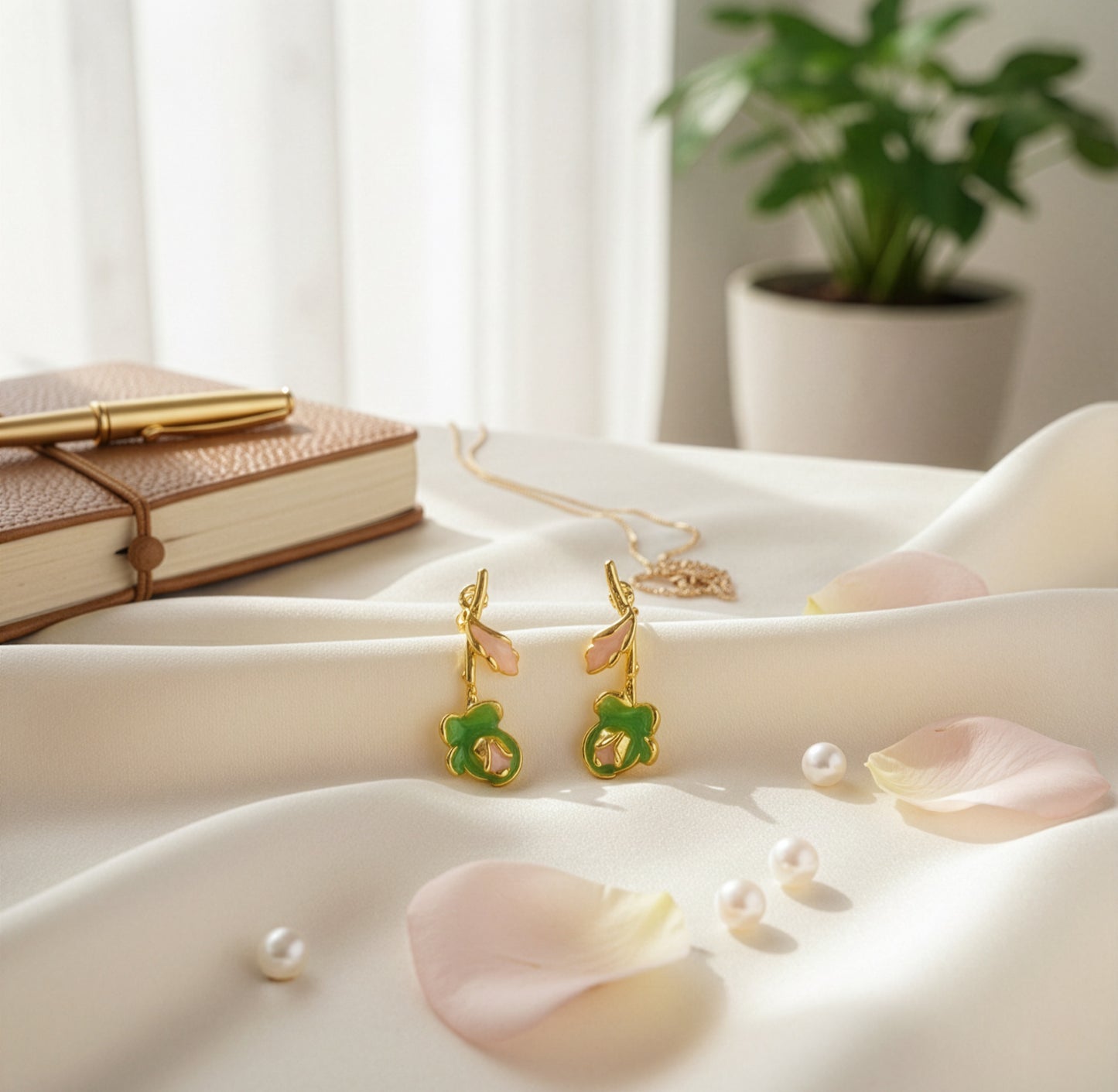 Yellow Chimes floral enamel earrings - daily wear accessory