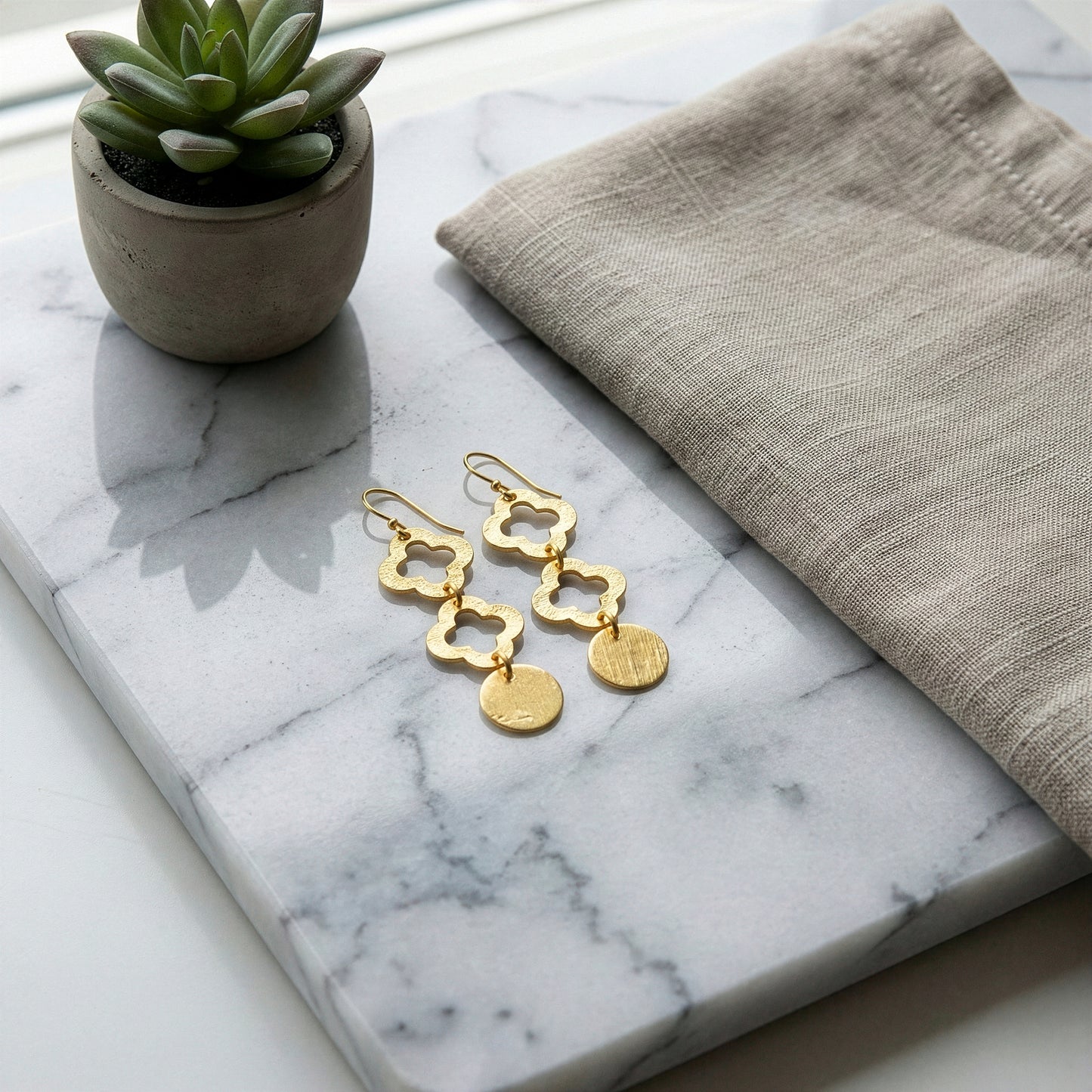 Yellow Chimes double clover drop earrings - festive occasions
