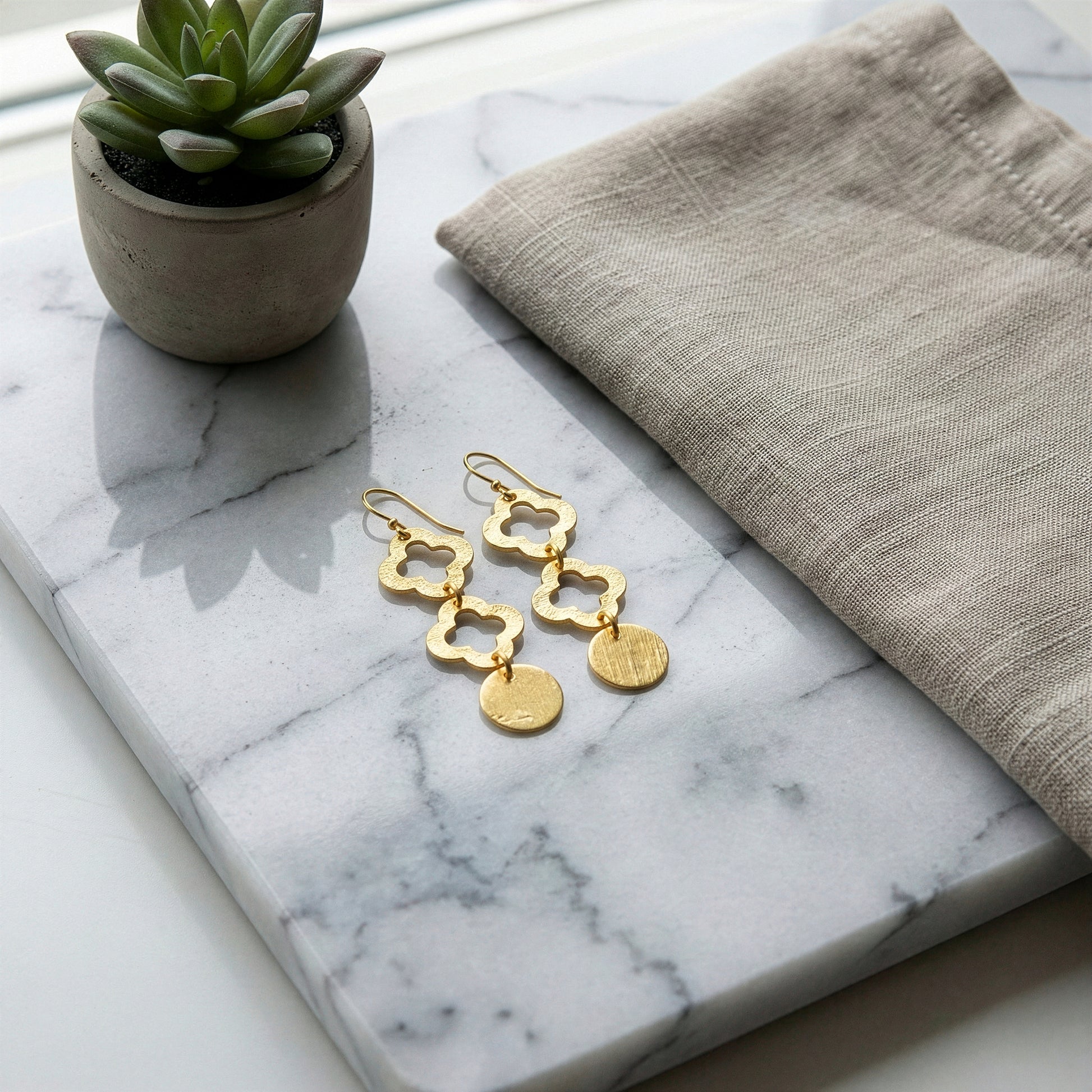 Yellow Chimes double clover drop earrings - festive occasions