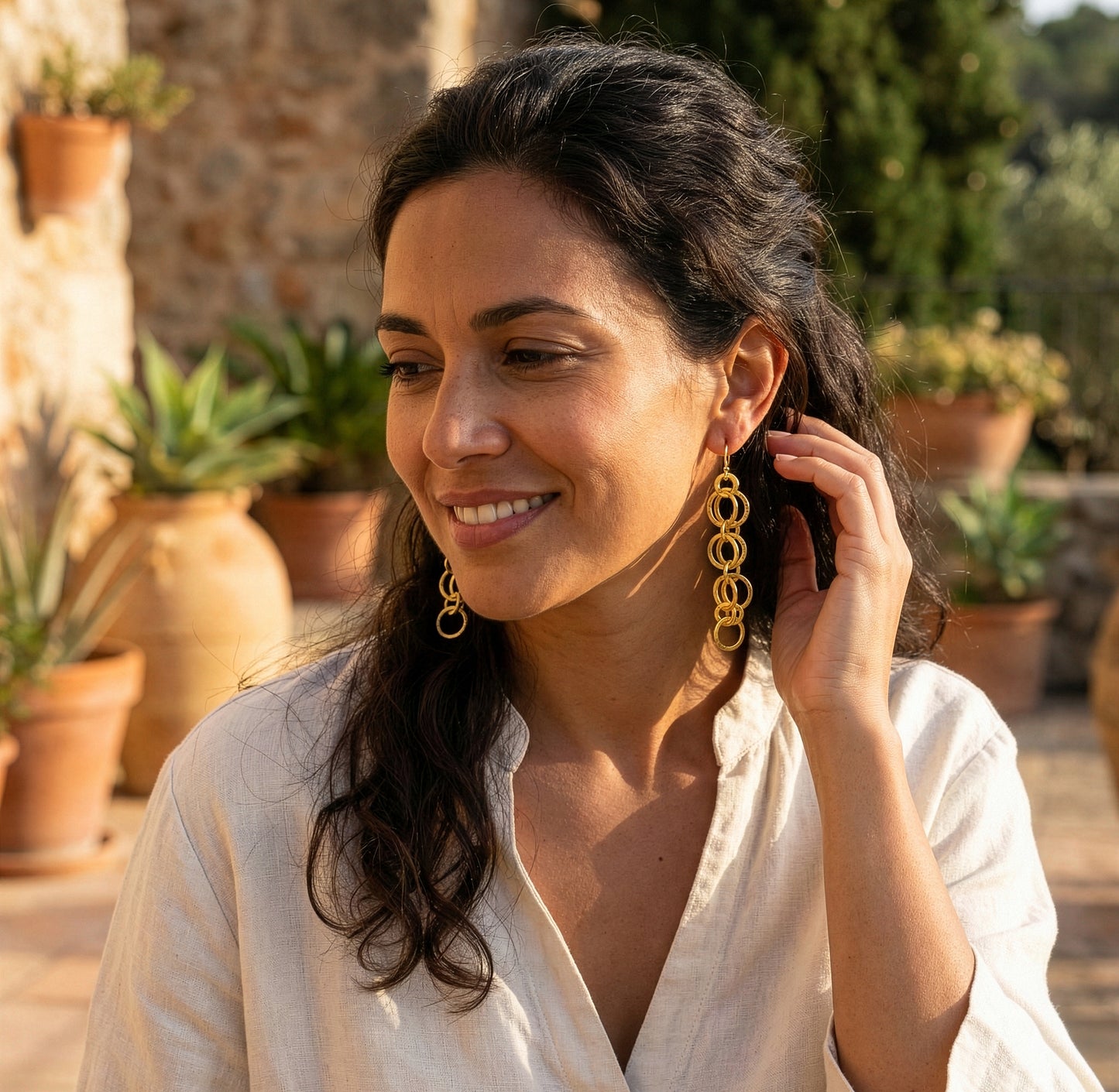 Yellow Chimes gold plated earrings - gift for women